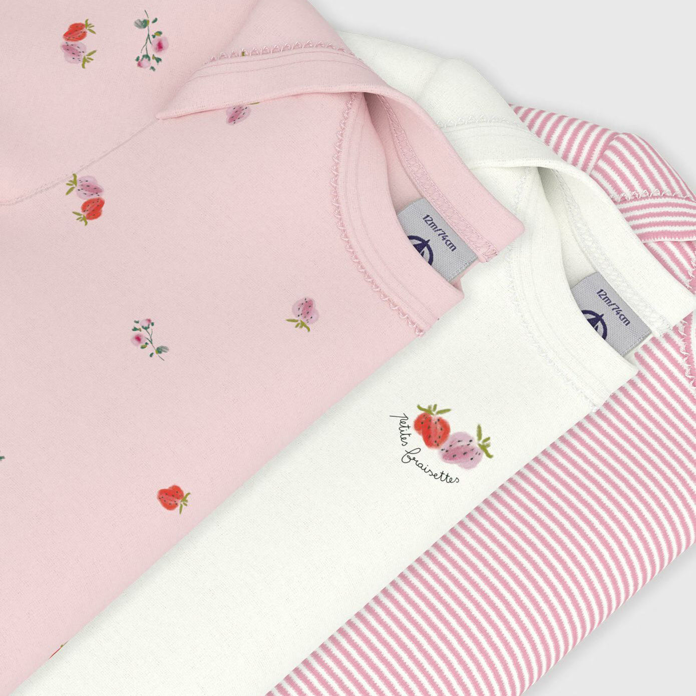 Baby Girls Pink Cotton Babysuit Set(3 Pack)