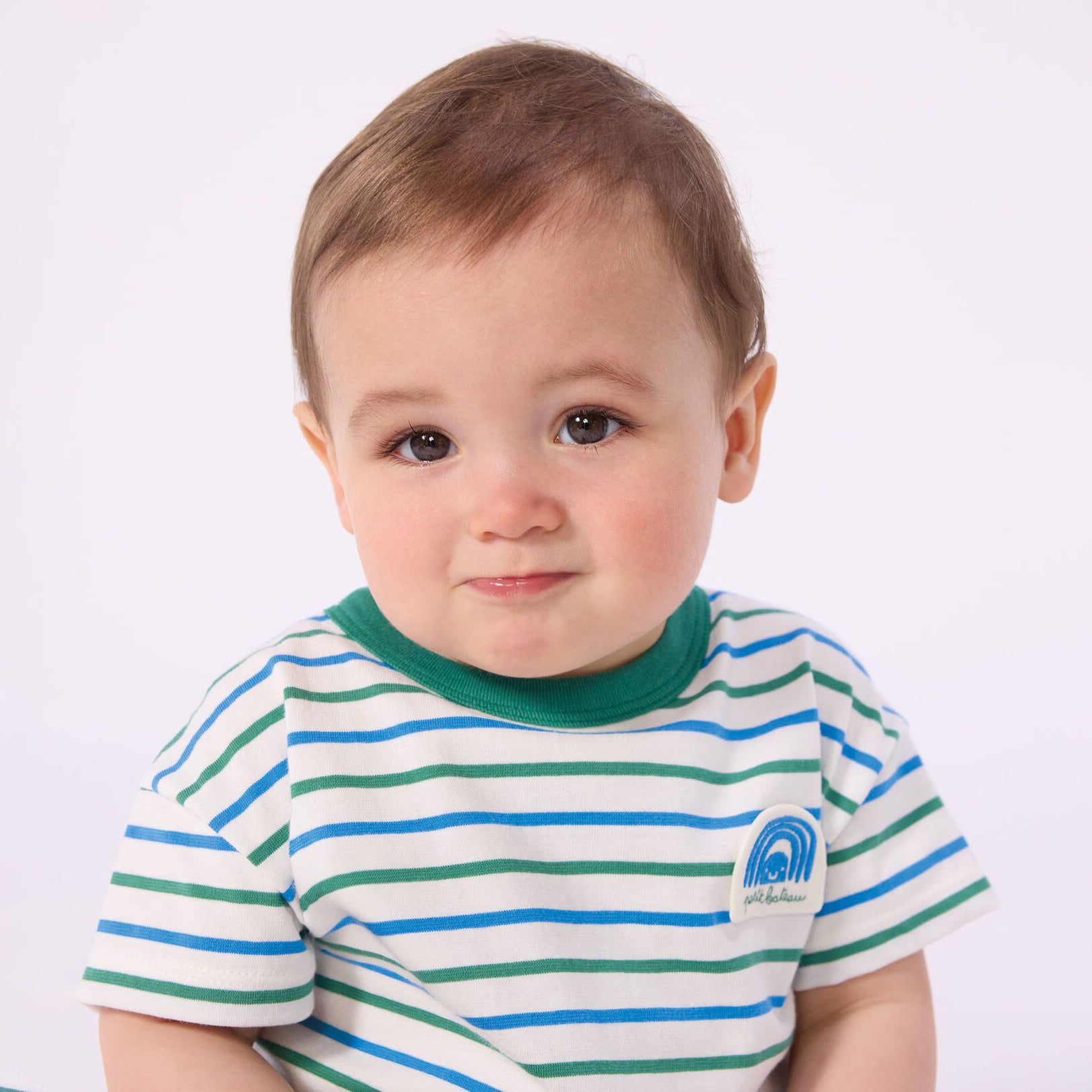 Baby Boys Green Stripes Cotton T-Shirt