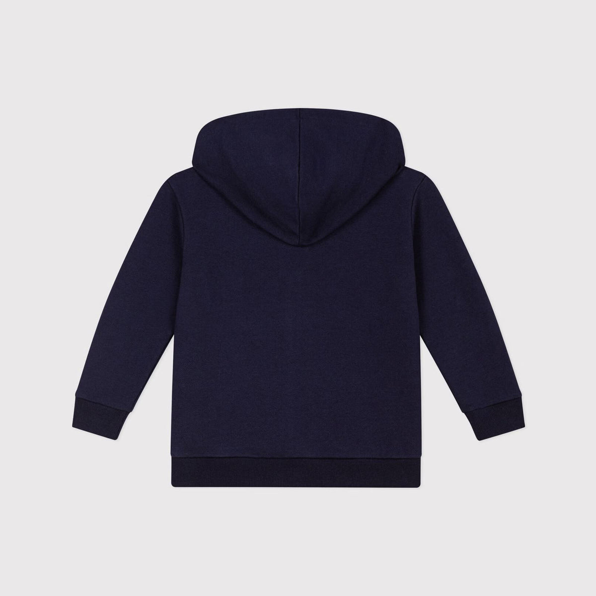 Boys Navy Hooded Cotton Zip-Up Top