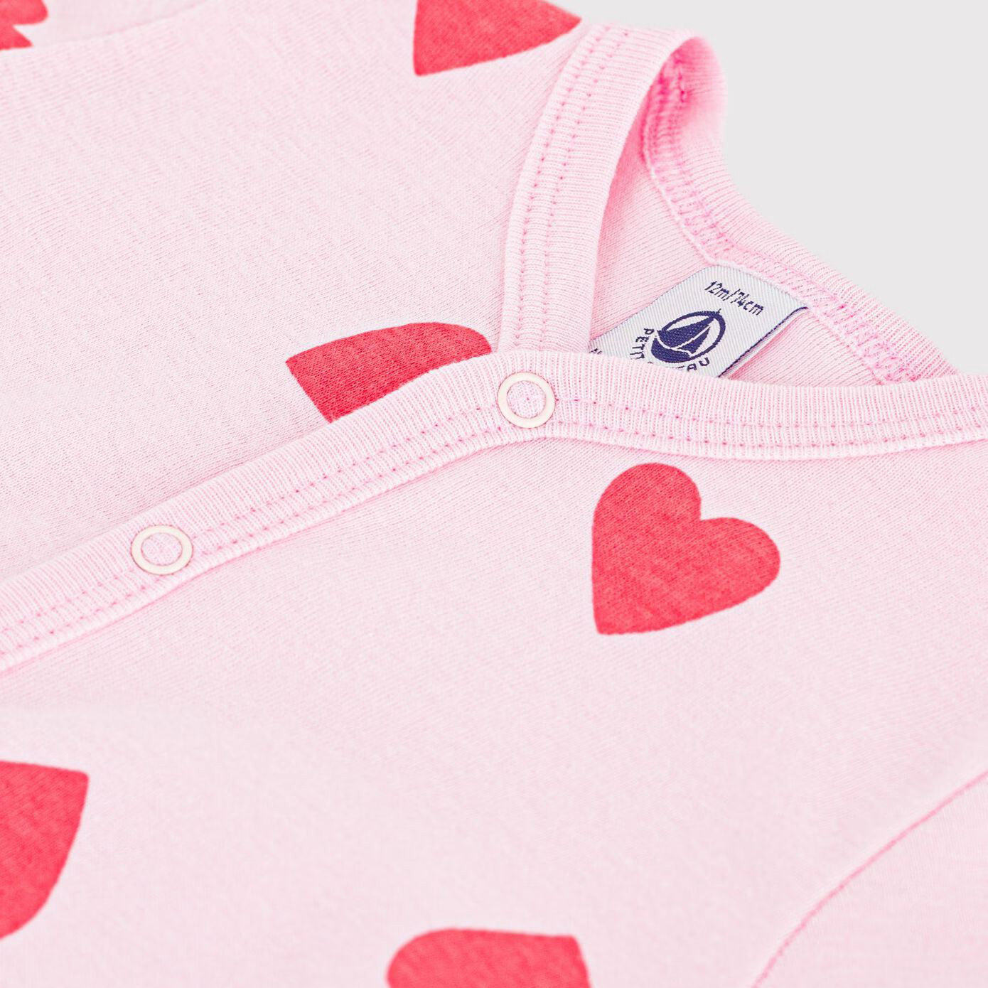 Baby Girls Pink Heart Cotton Babysuit