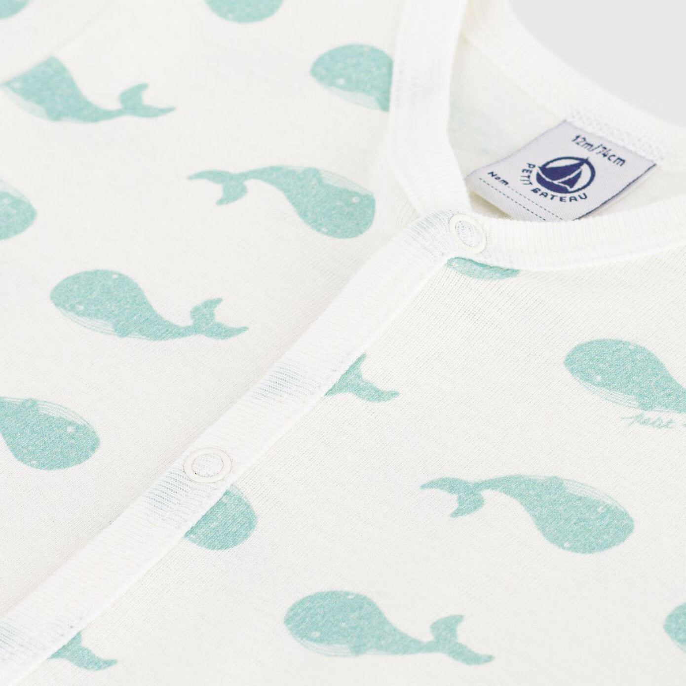 Baby Boys & Girls White Whale Printed Cotton Babysuit
