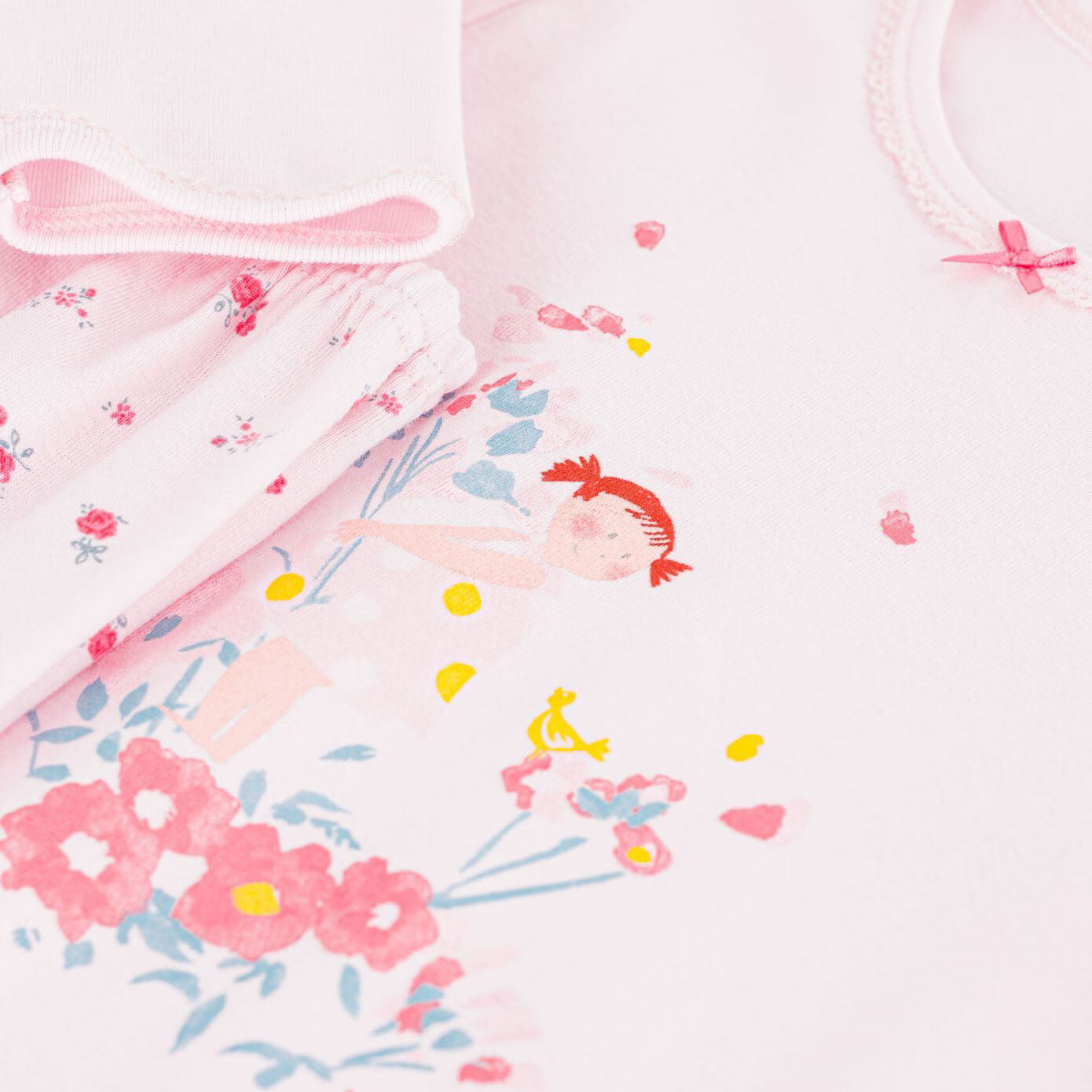 Girls Pink Floral Cotton Nightwear Set