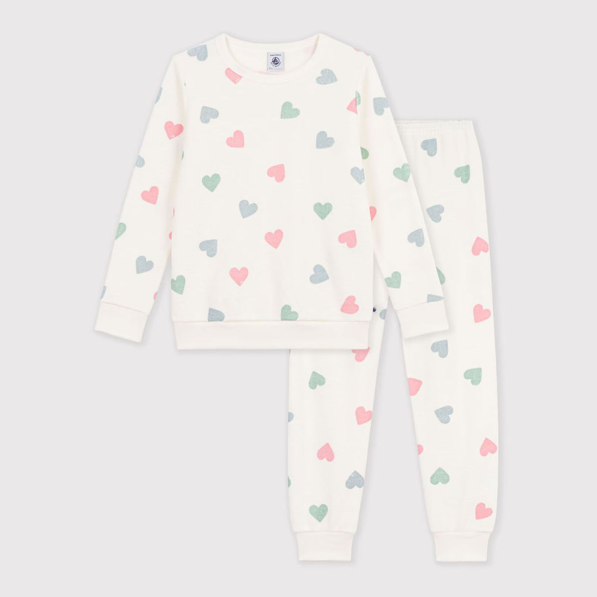 Girls Multicolor Heart Cotton Nightwear Set