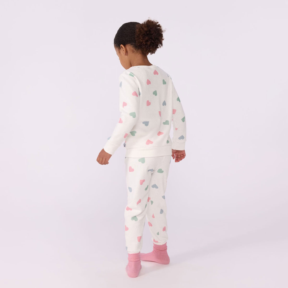 Girls Multicolor Heart Cotton Nightwear Set
