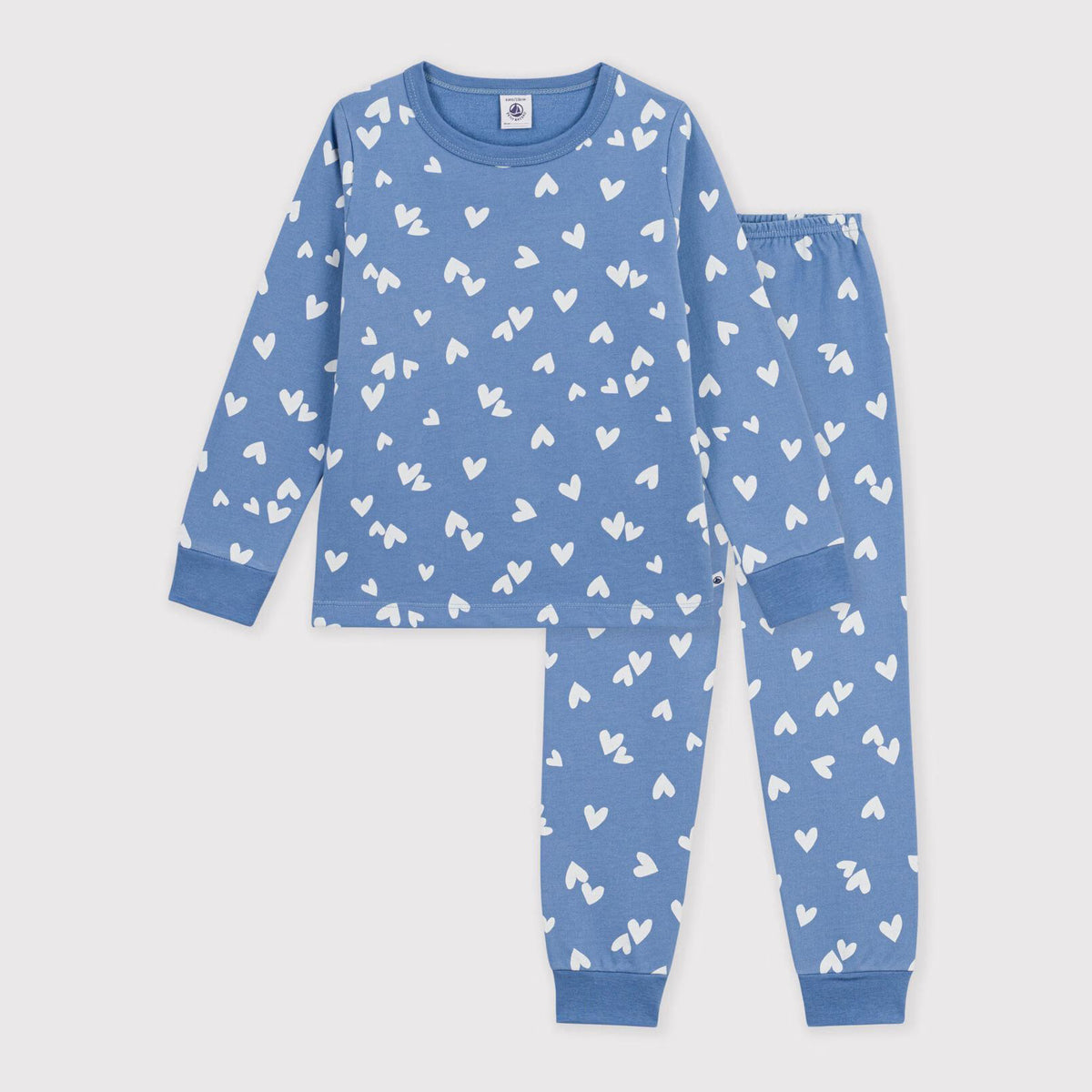 Girls Blue Printed Cotton Nightwear Set
