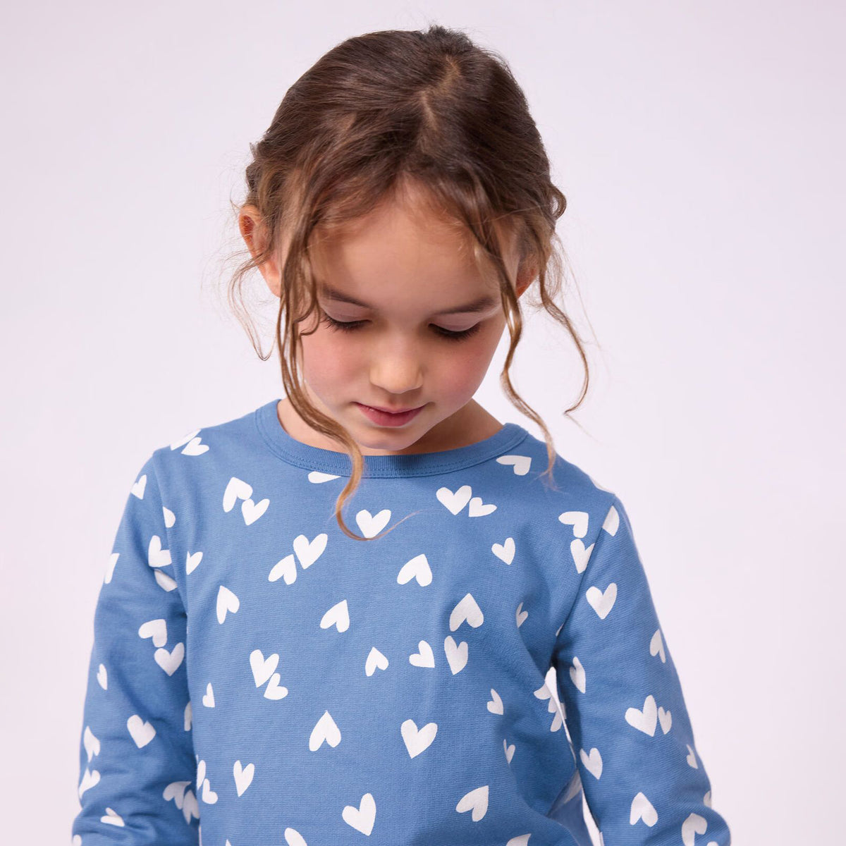 Girls Blue Printed Cotton Nightwear Set