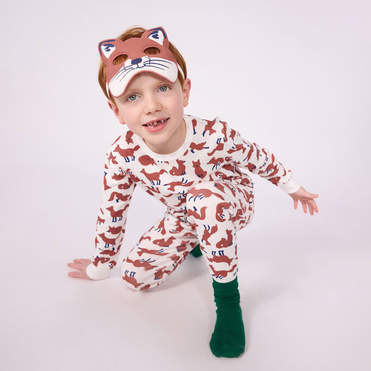 Boys Multicolor Fox Printed Cotton Nightwear Set