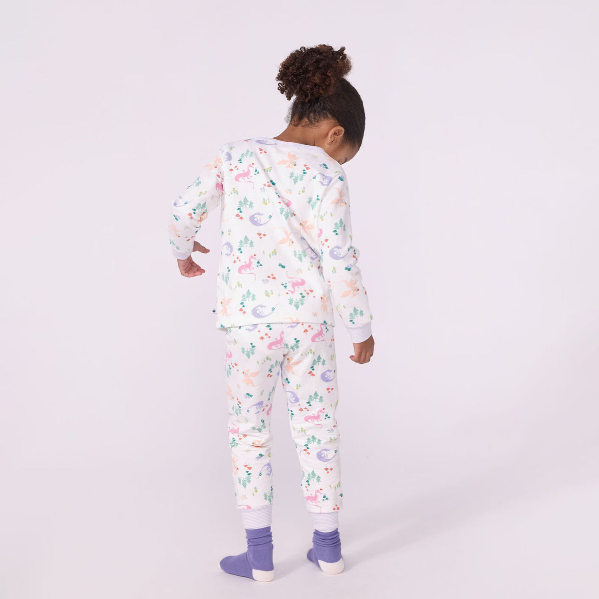 Girls White Printed Cotton Nightwear Set