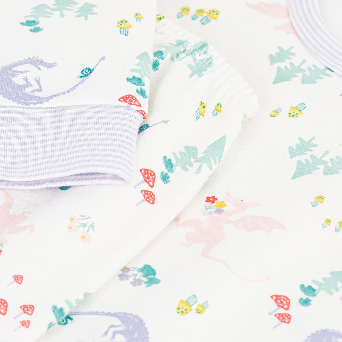 Girls White Printed Cotton Nightwear Set