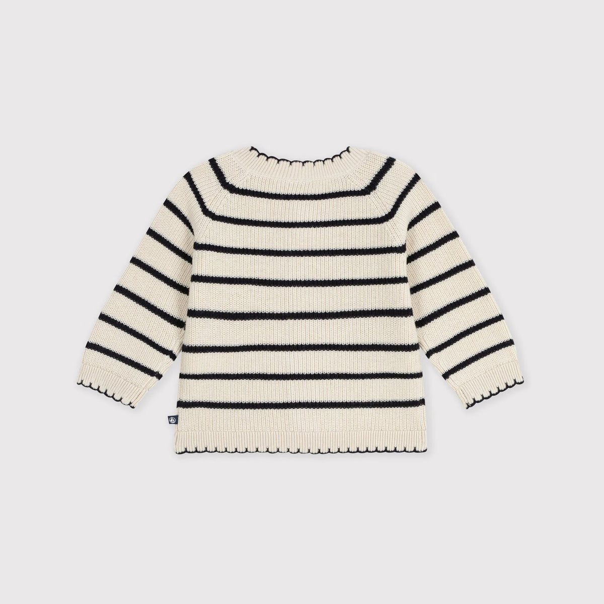 Baby Girls Beige Stripes Wool Cardigan