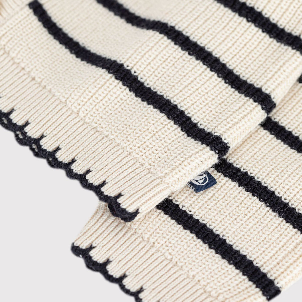 Baby Girls Beige Stripes Wool Cardigan