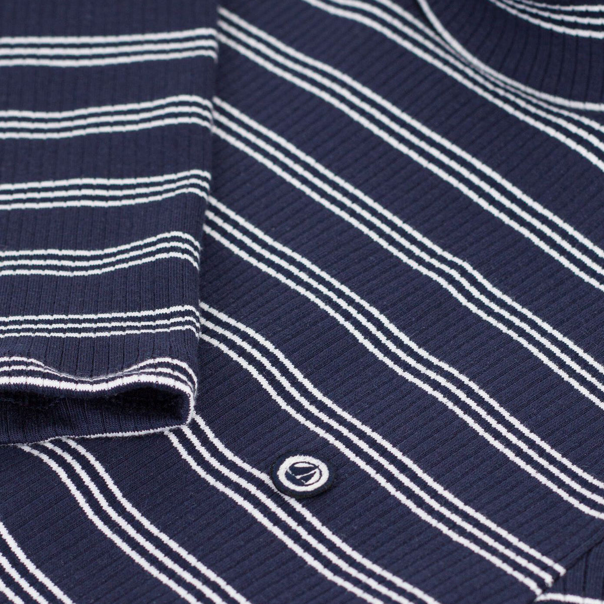 Women Navy Stripes Cotton Turtleneck