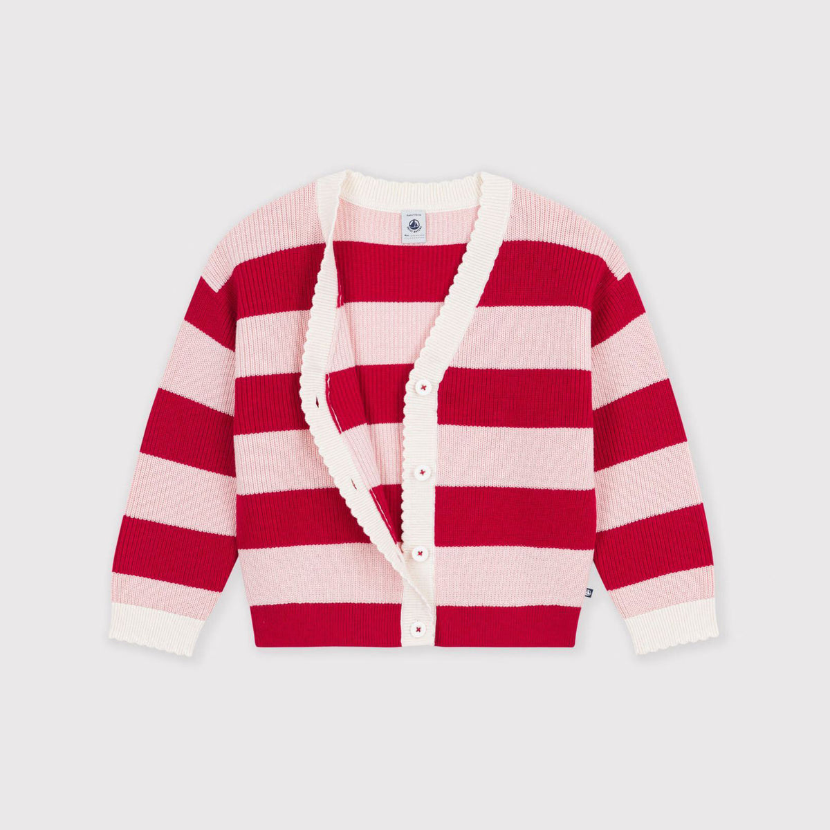 Girls Red Stripes Wool Cardigan