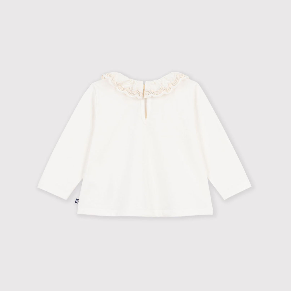 Baby Girls White Ruffled Cotton T-Shirt