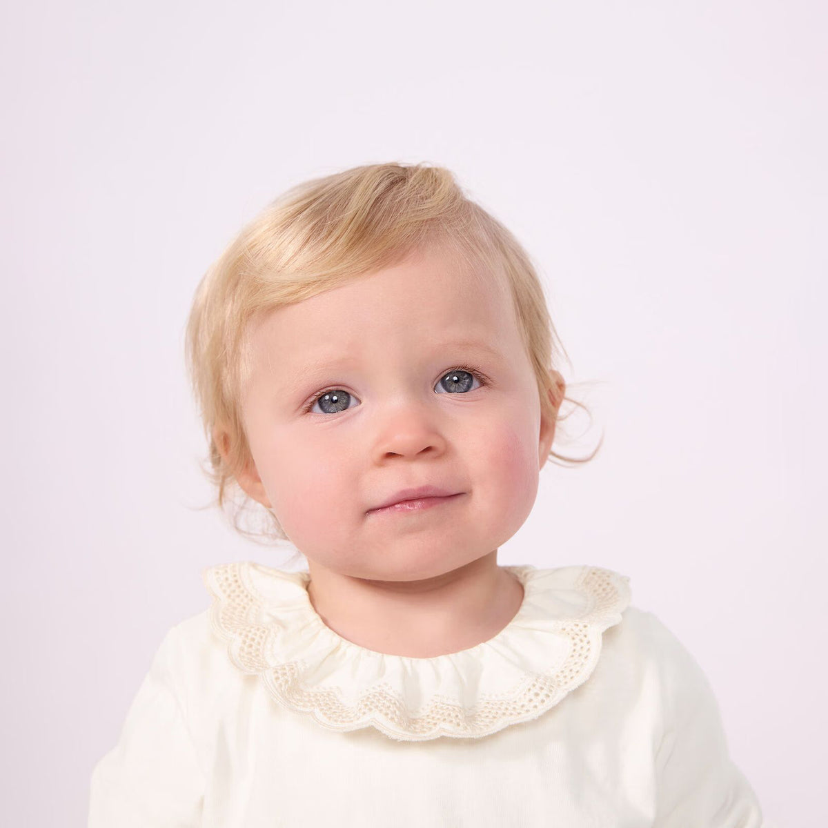 Baby Girls White Ruffled Cotton T-Shirt