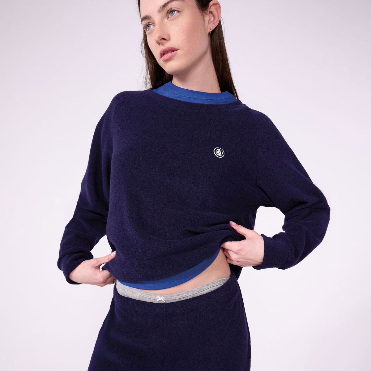 Women Navy Cotton Nightwear Set