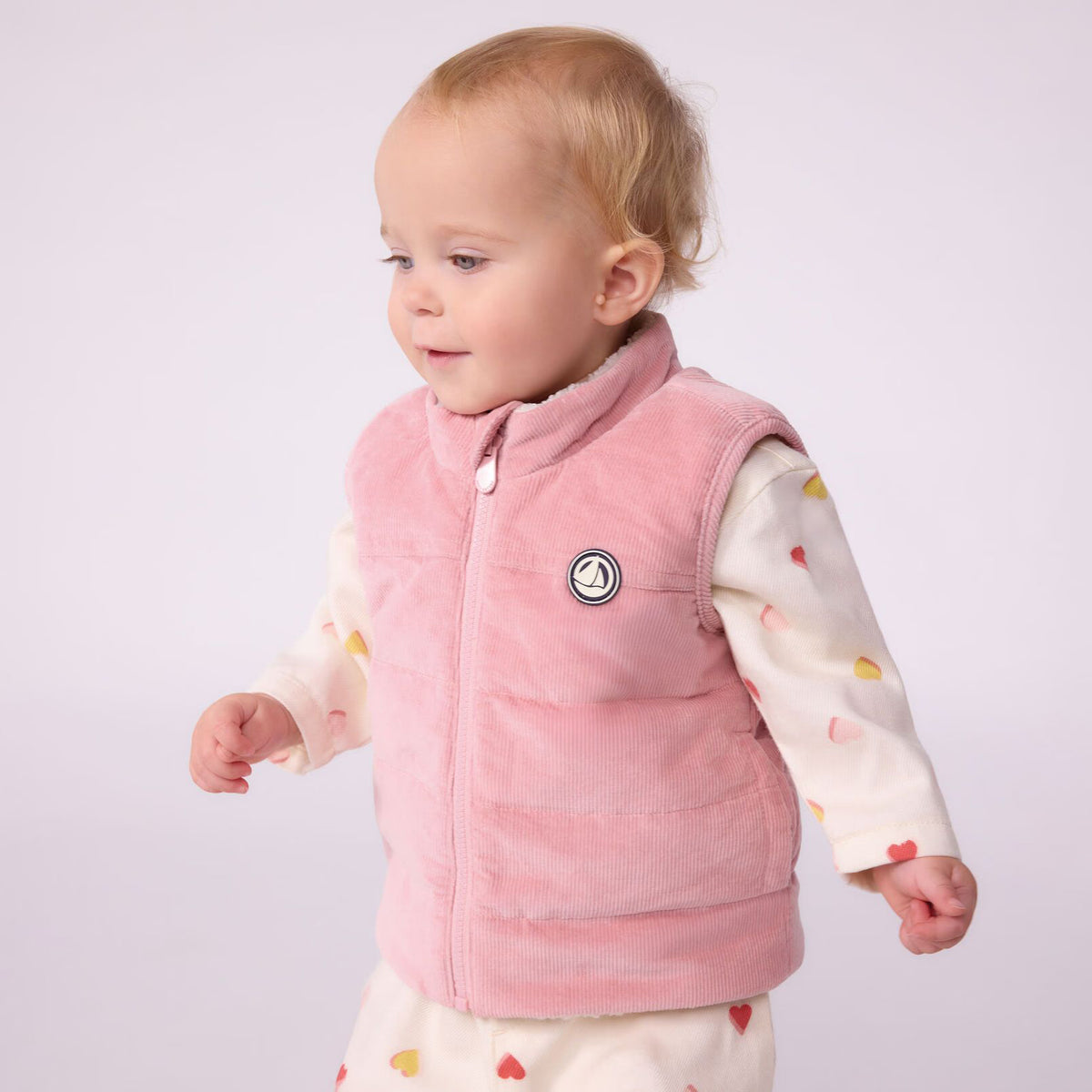 Baby Girls Light Pink Reversible Padded Gilet