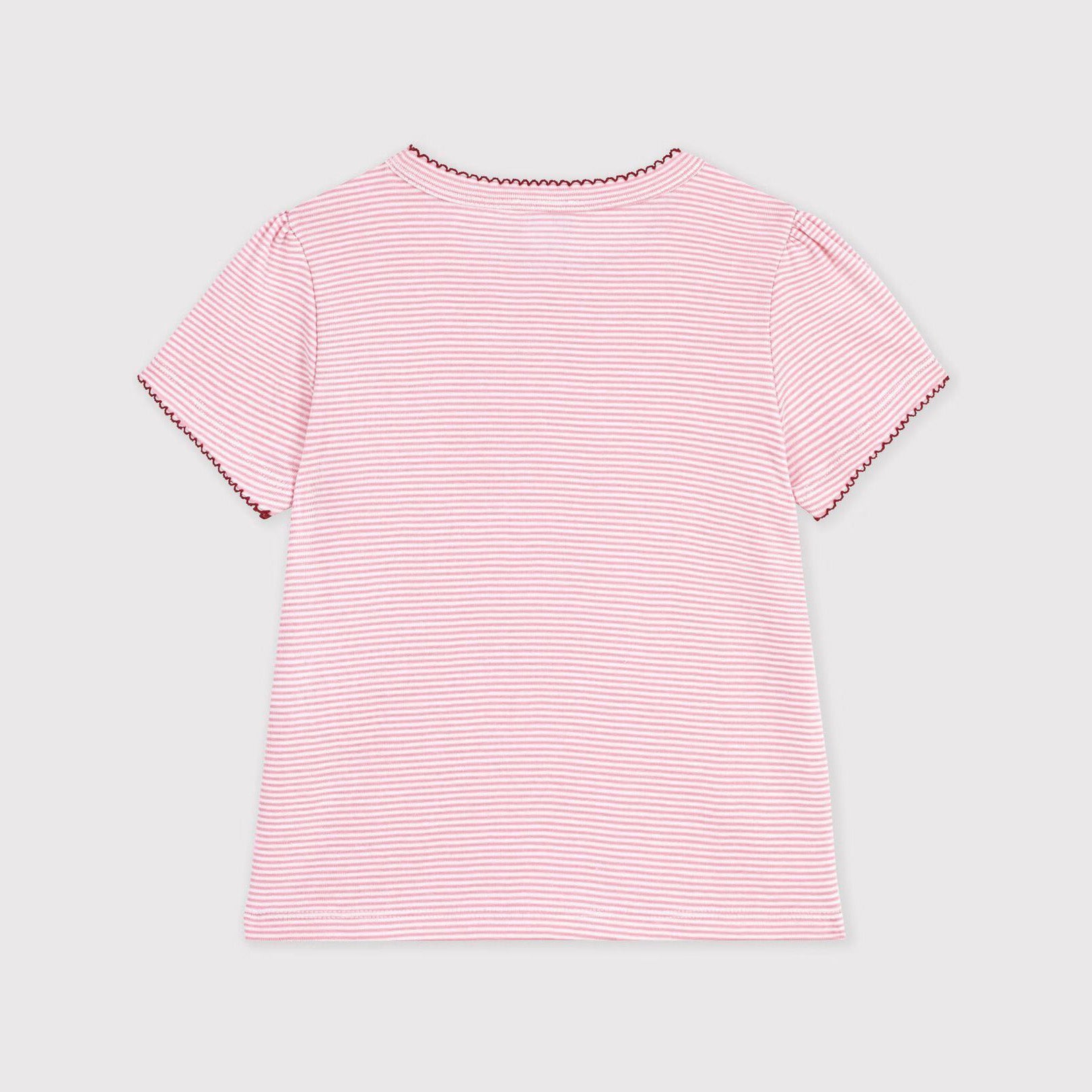 Girls Pink Stripes Cotton T-Shirt