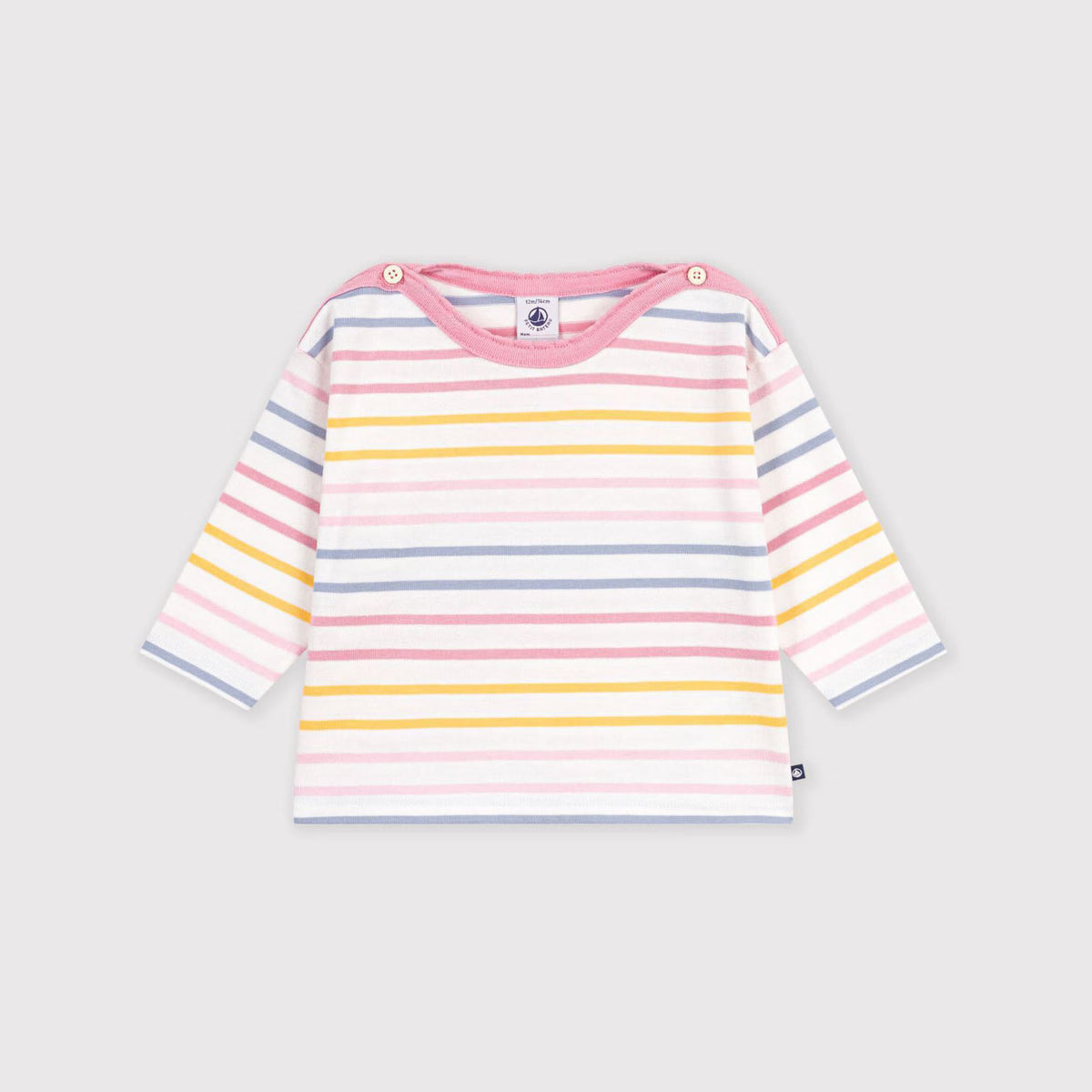 Baby Girls Multicolor Stripes Cotton T-Shirt