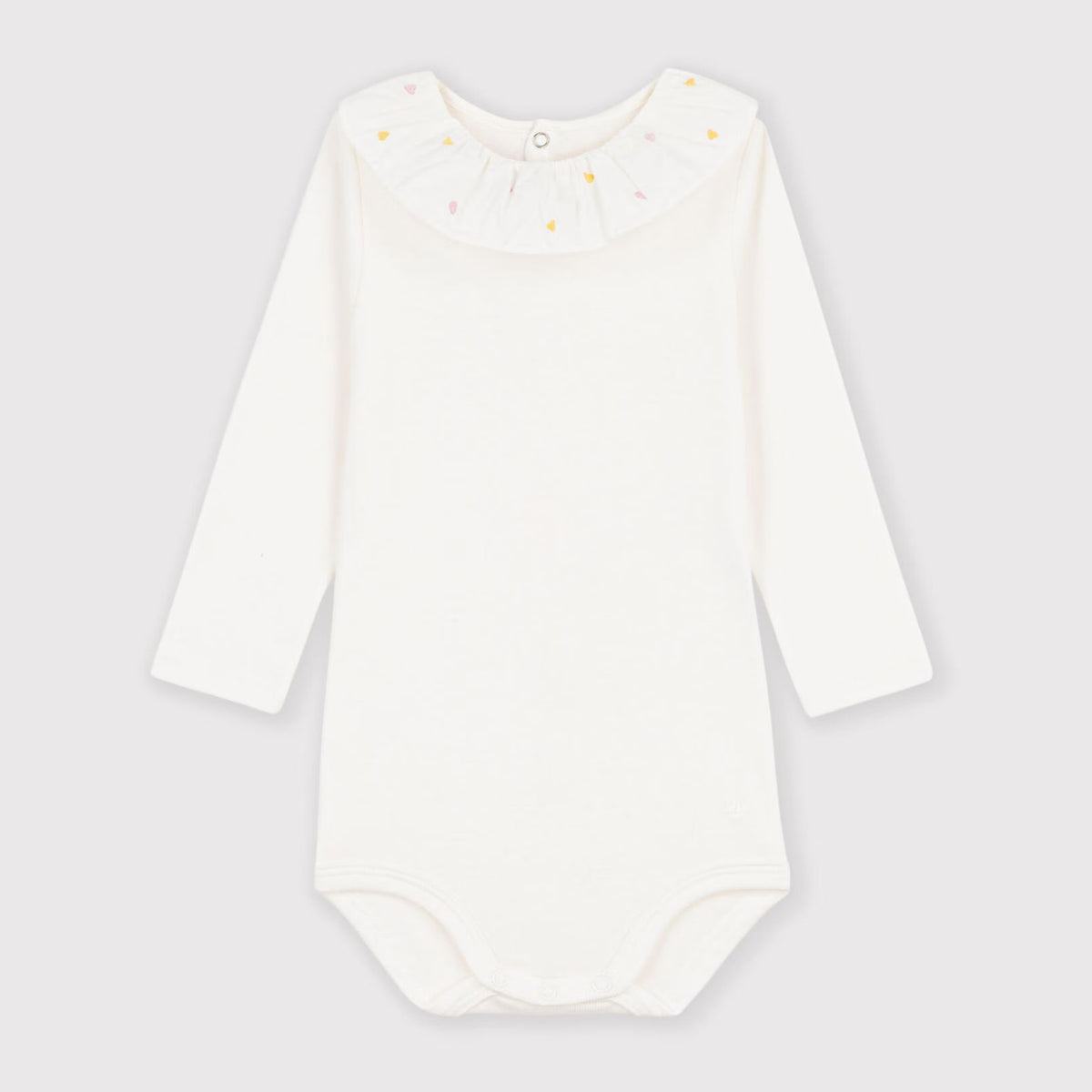 Baby Girls White Ruffled Cotton Babysuit