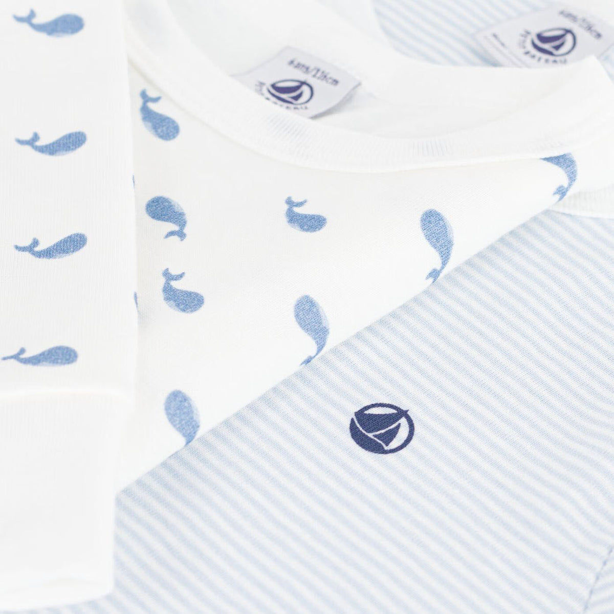Boys White & Light Blue Cotton Nightwear Set(2 Pack)