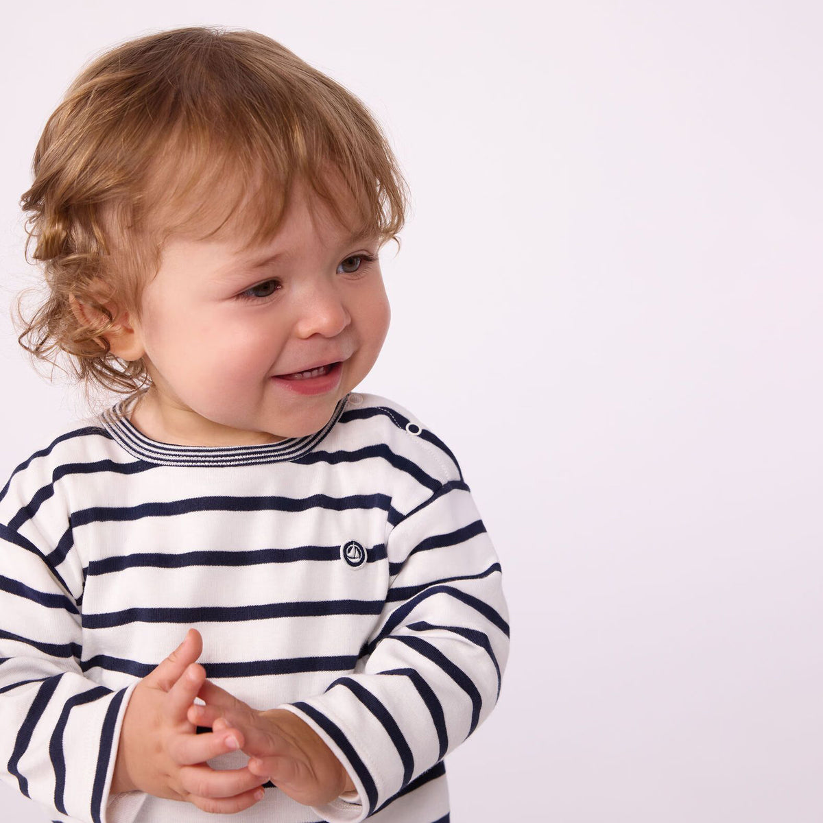 Baby Boys Navy Stripes Cotton T-Shirt