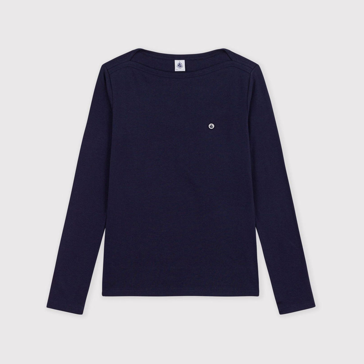 Women Navy Cotton Long Sleeves T-Shirt