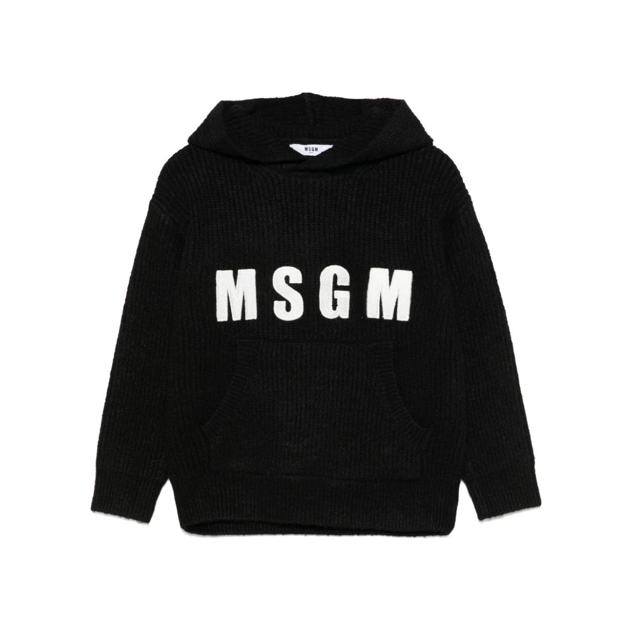 Boys & Girls Black Hooded Knit Sweater
