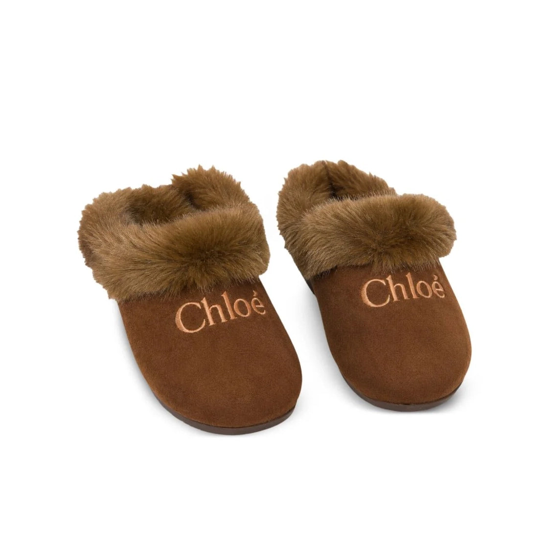 Girls Brown Logo Plush Slippers