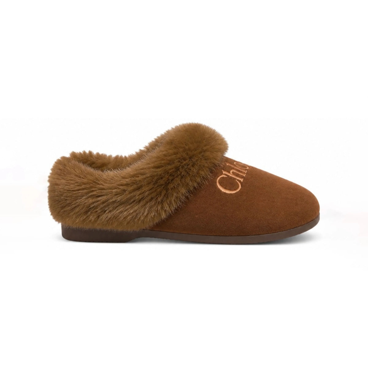 Girls Brown Logo Plush Slippers
