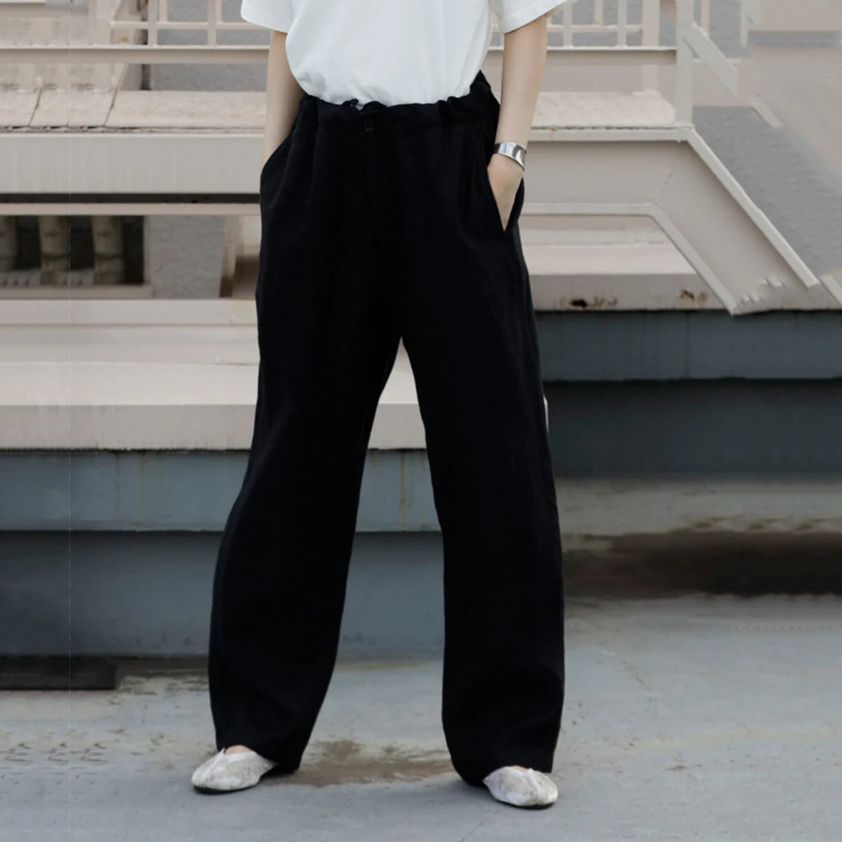 Adult Black Linen Trousers