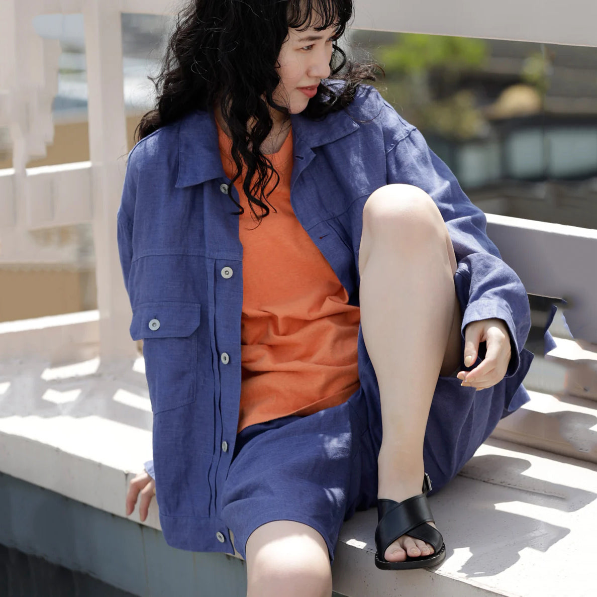 Boys & Girls Blue Purple Linen Jacket