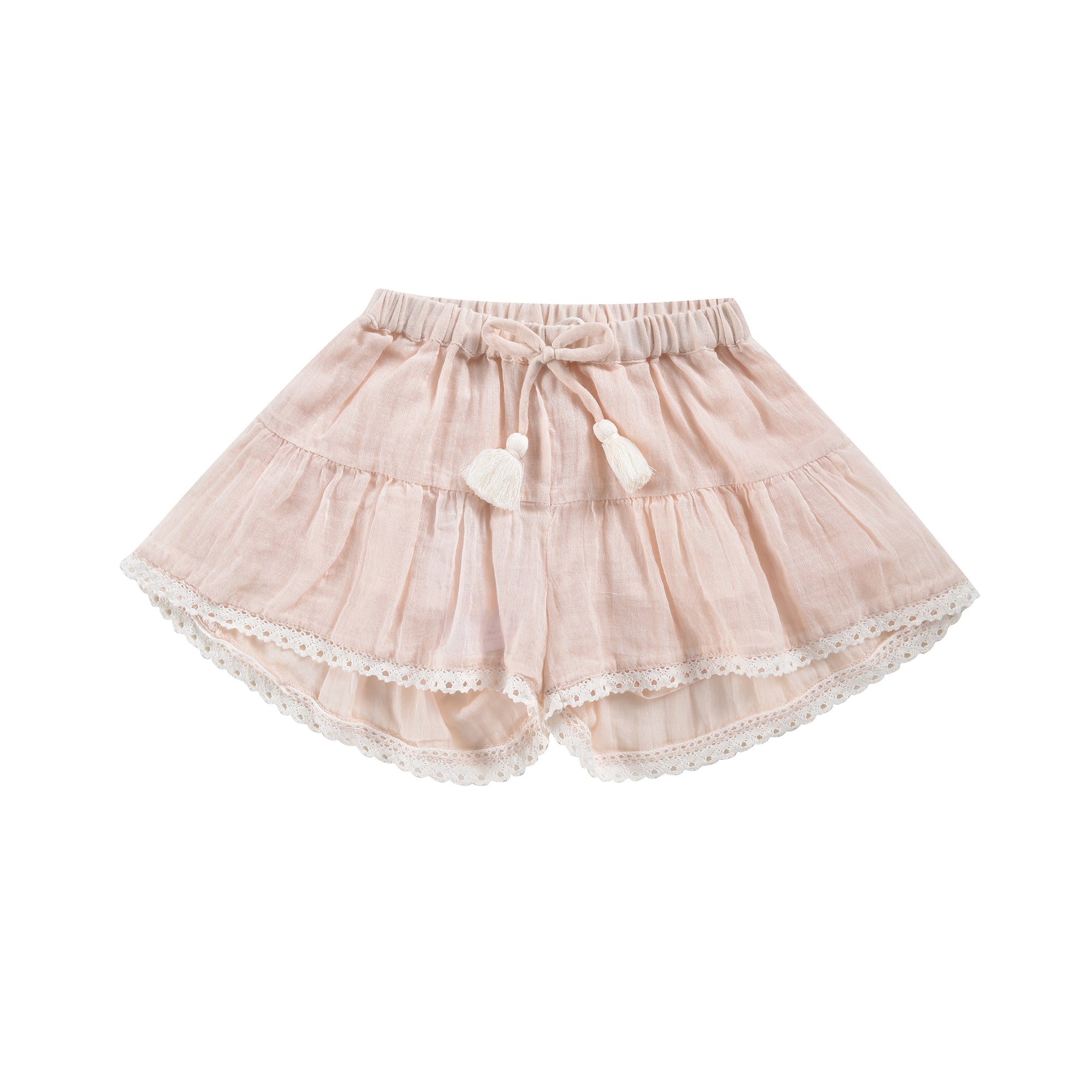 Girls Light Pink Cotton Shorts