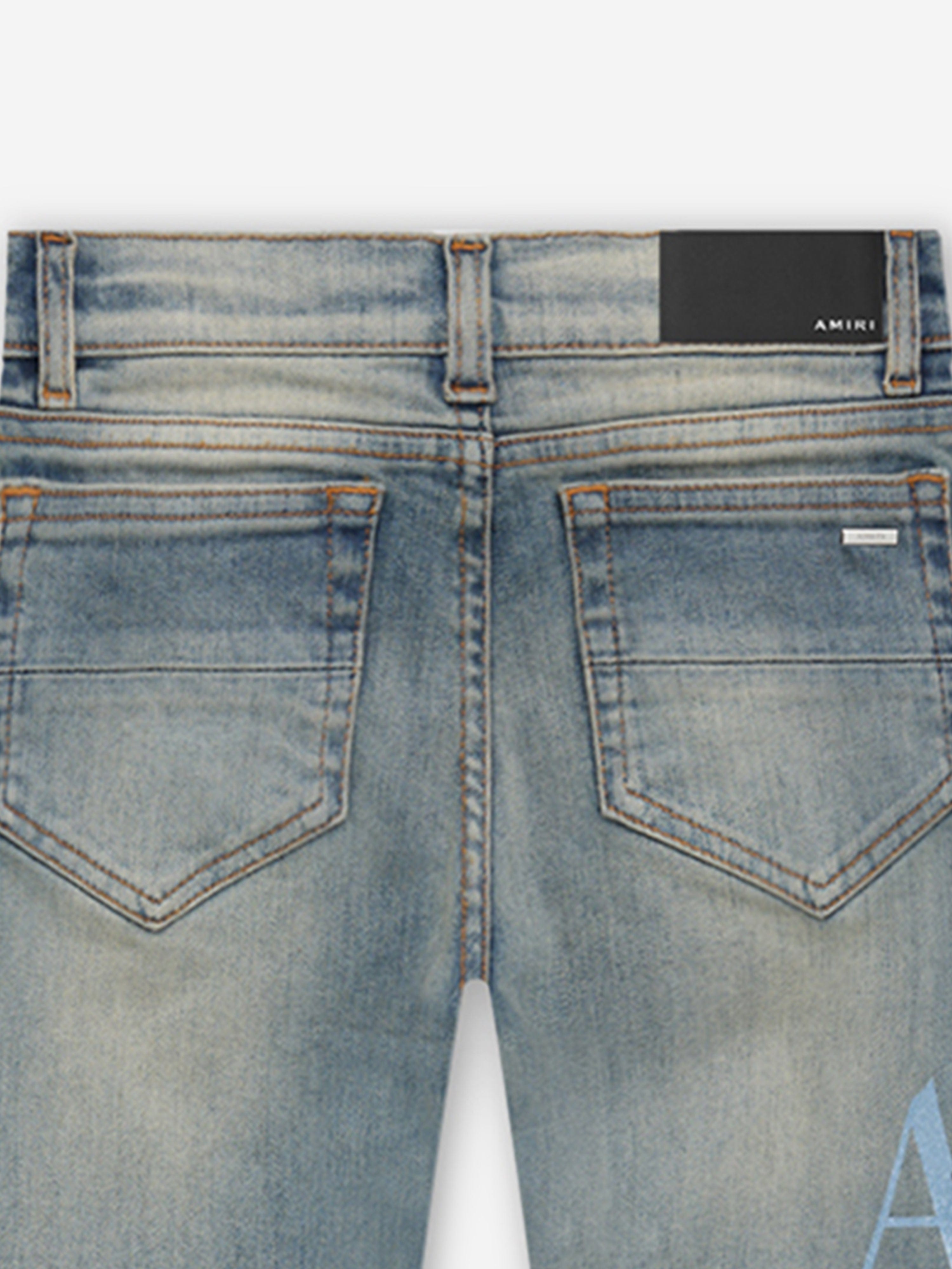 Kids Staggered Logo Jeans in Blue