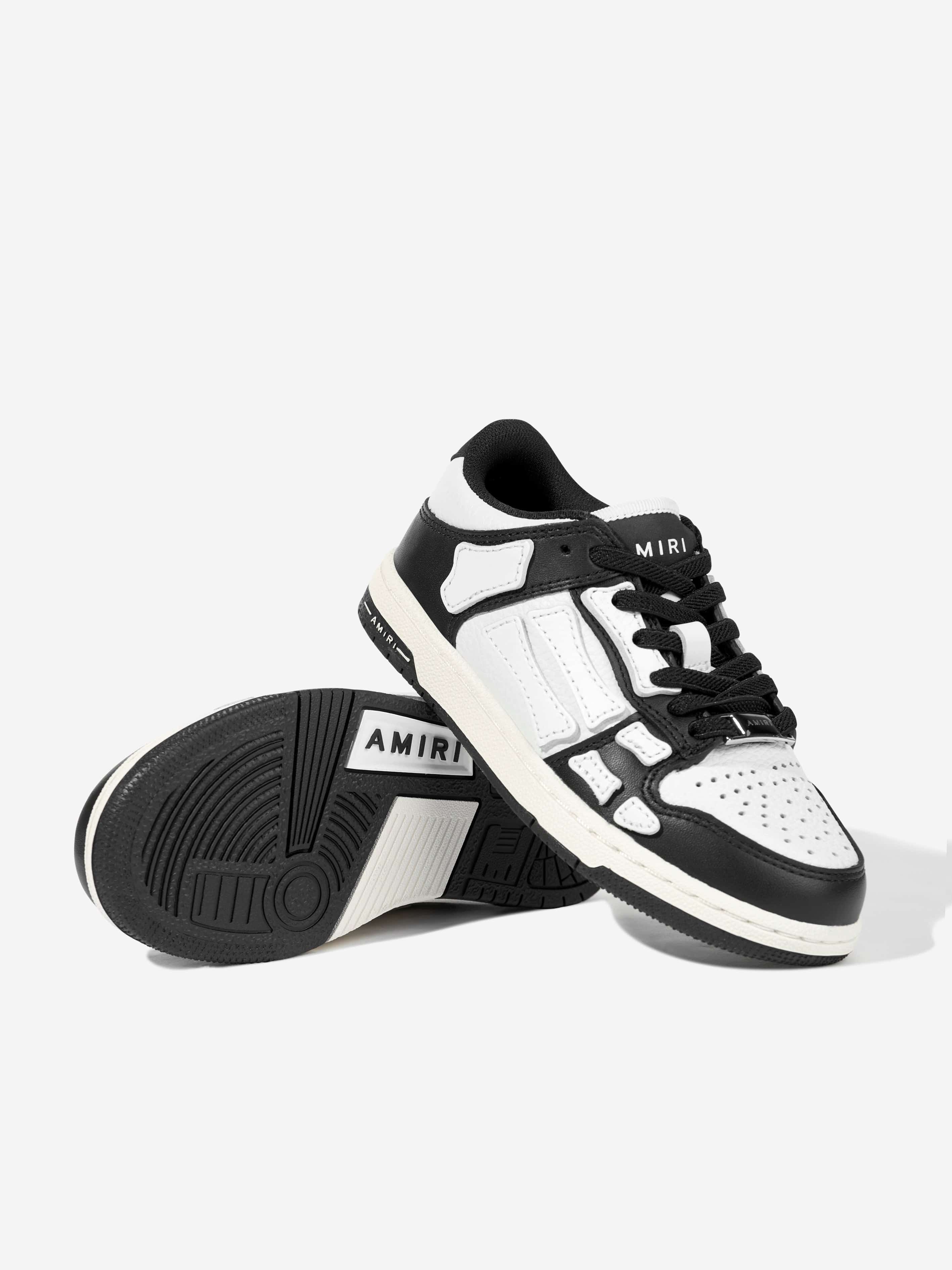 Kids Leather Skel Top Low Trainers in Black