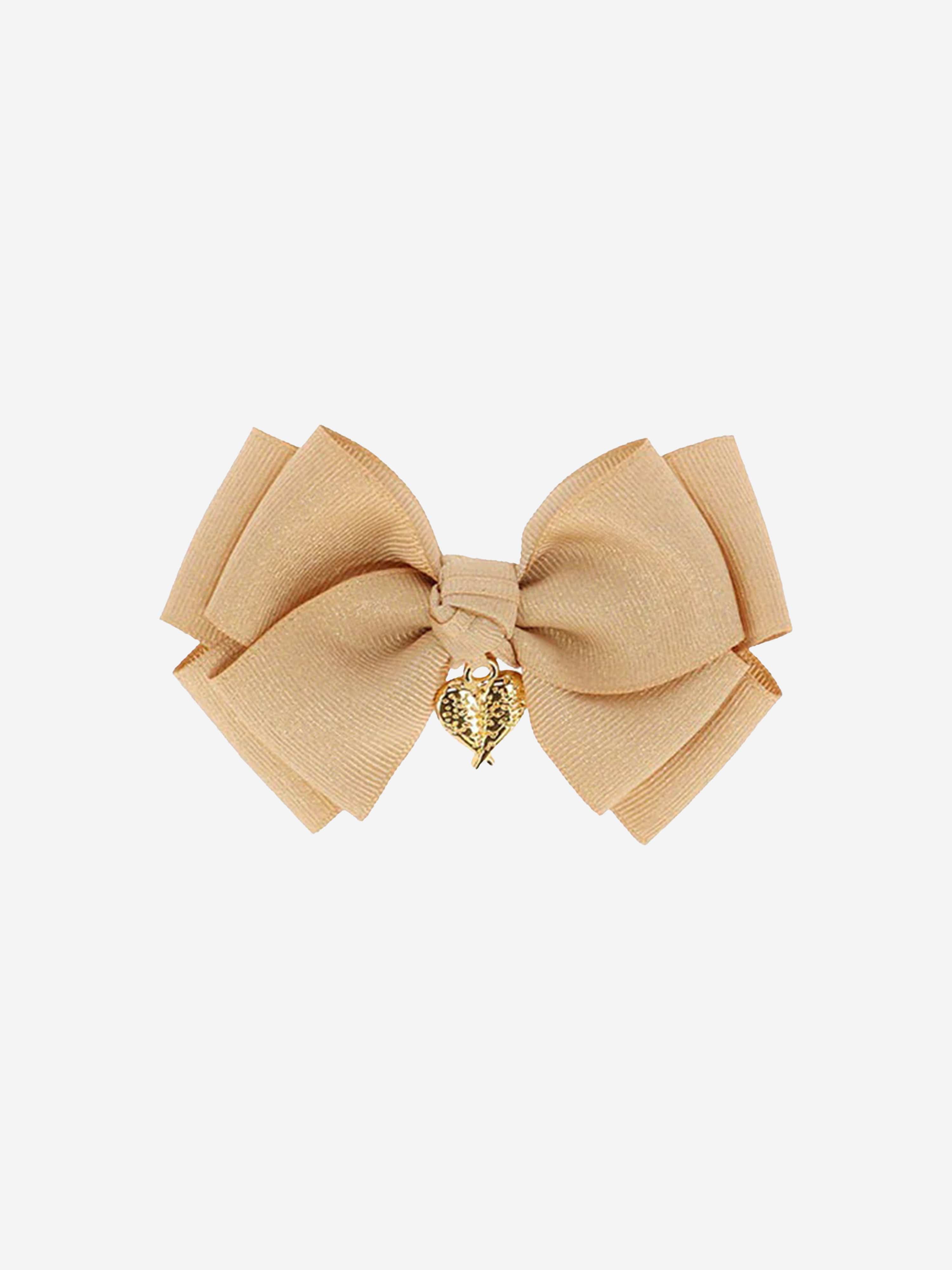 Girls Metallic Bog Bow Hair Clip in Gold