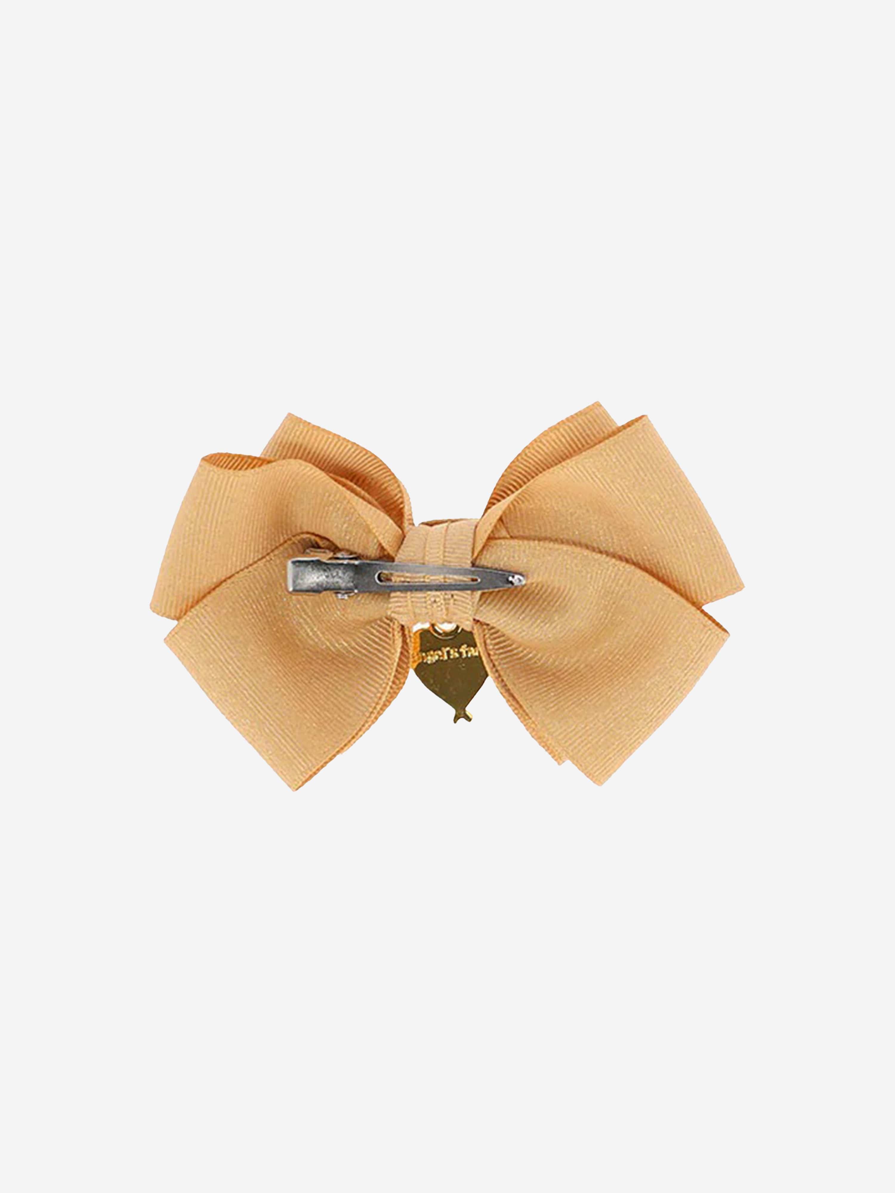 Girls Metallic Bog Bow Hair Clip in Gold