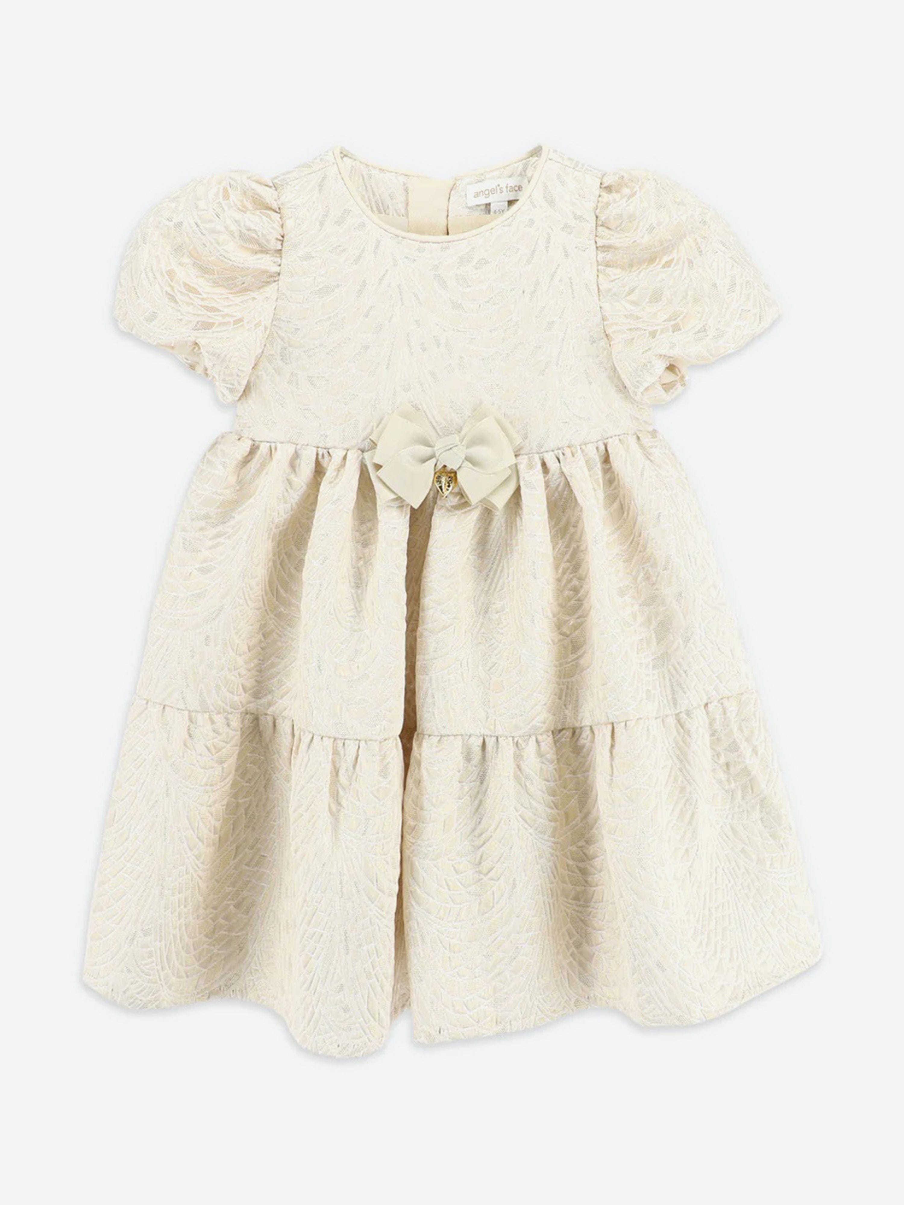 Girls Jordan Deco Jacquard Tiered Dress in Gold