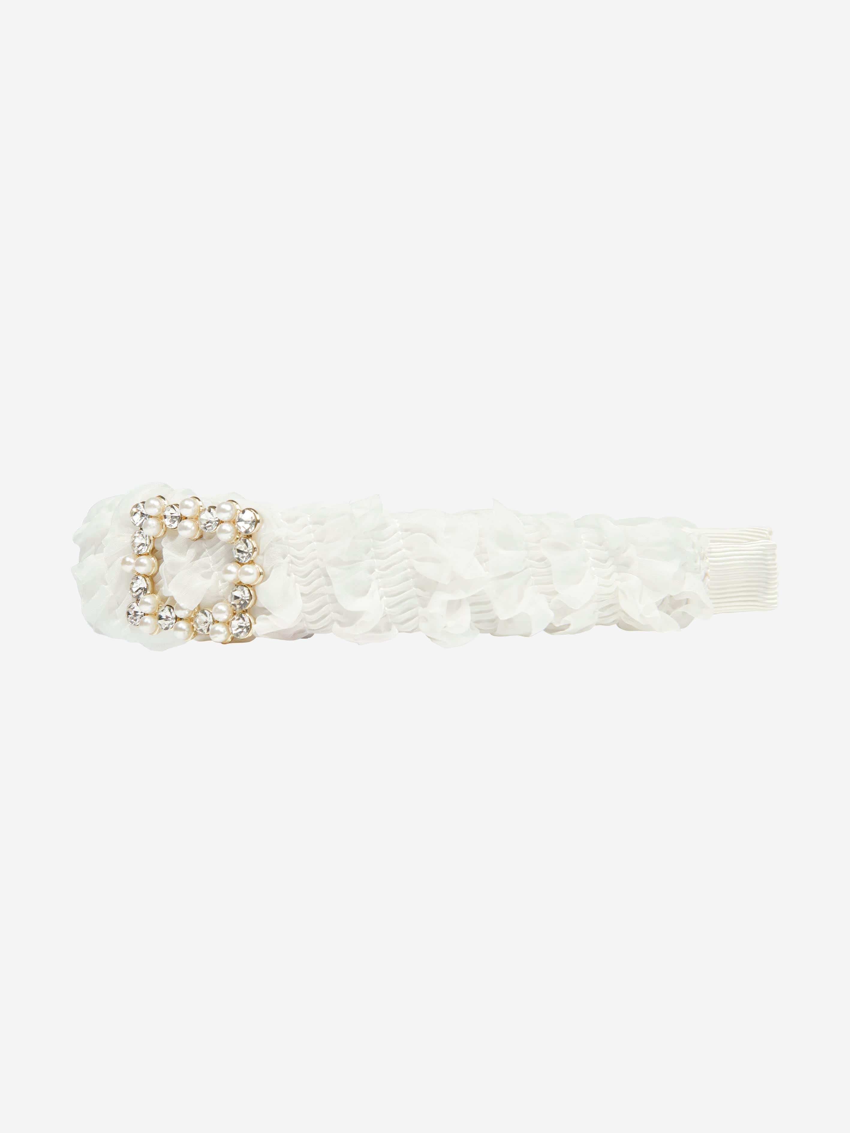 Girls Rae Ruffle Alice Band in Ivory