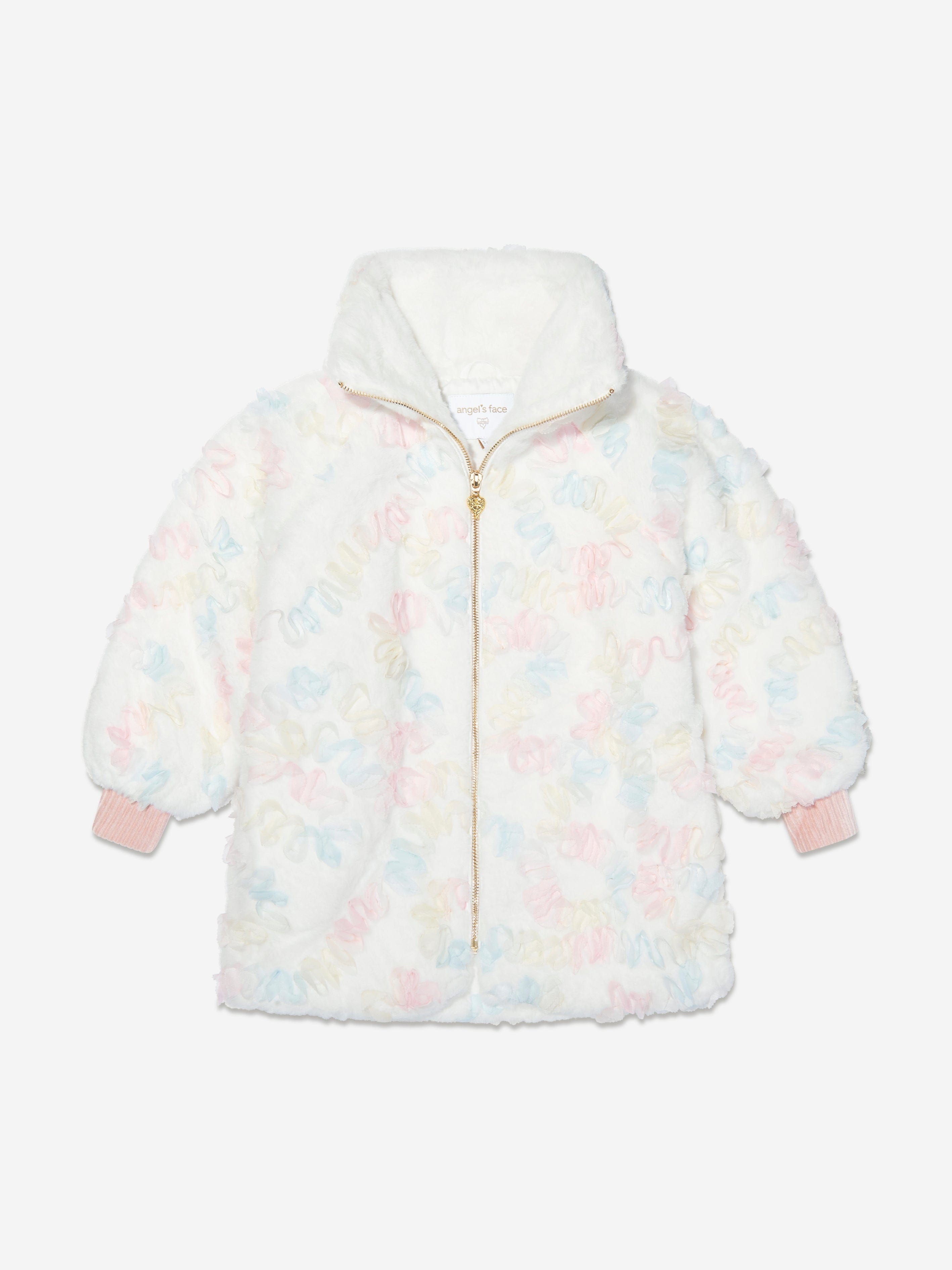 Girls Oscars Pastel Fur Jacket in White