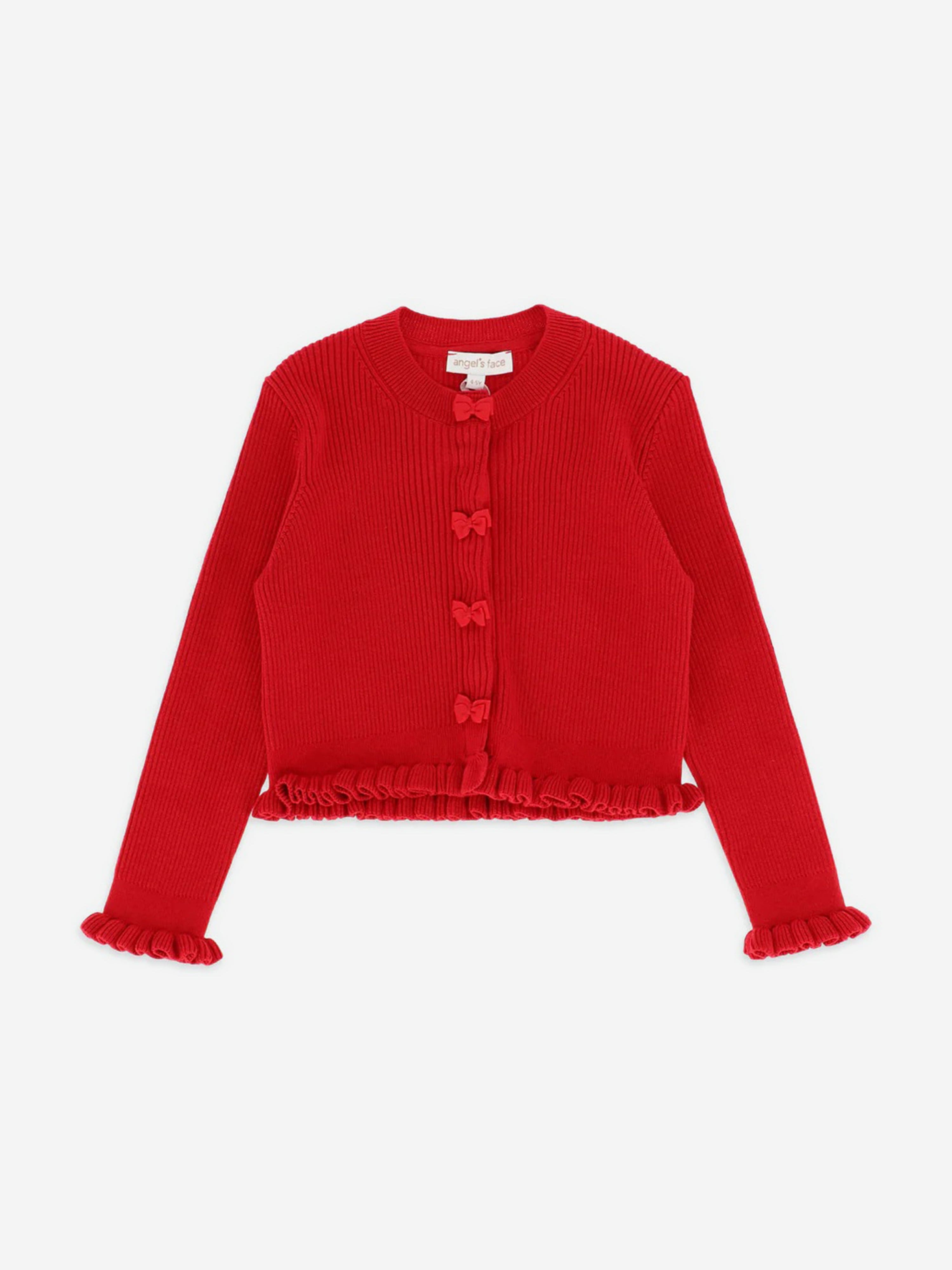 Girls Tyler Ribbed Cardigan in Red