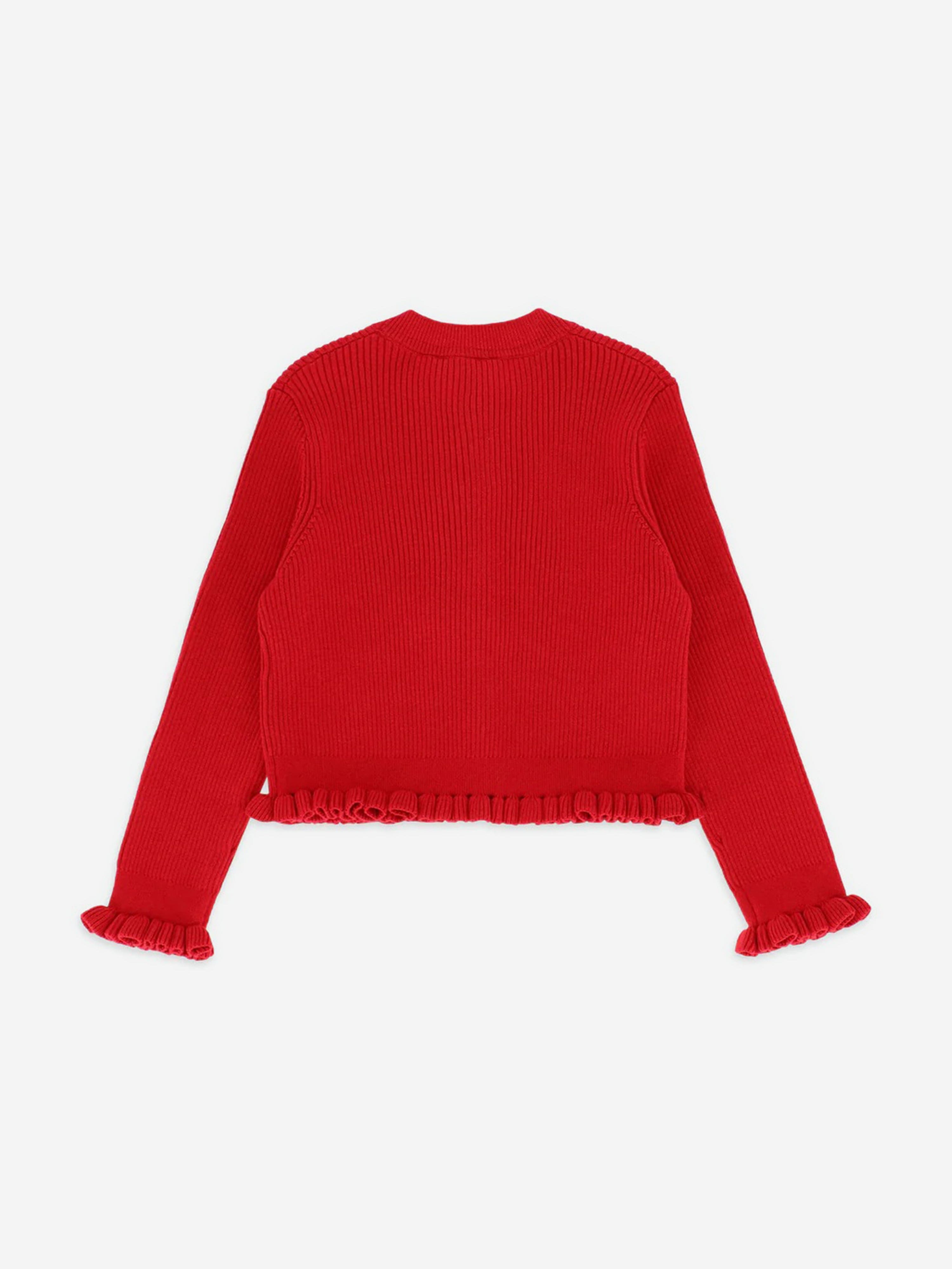 Girls Tyler Ribbed Cardigan in Red
