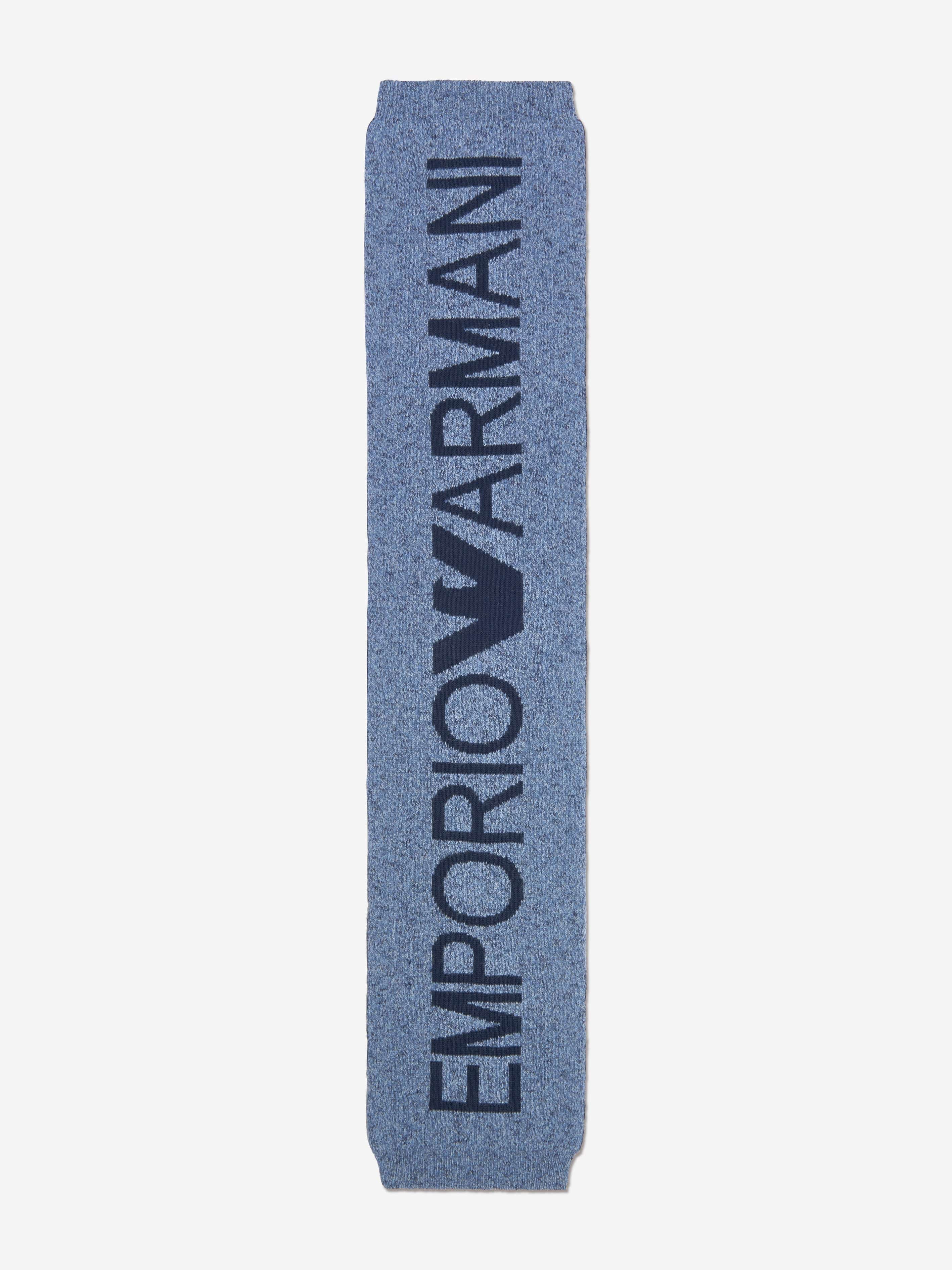 Emporio Armani Boys Knitetd Hat and Scarf Set in Blue