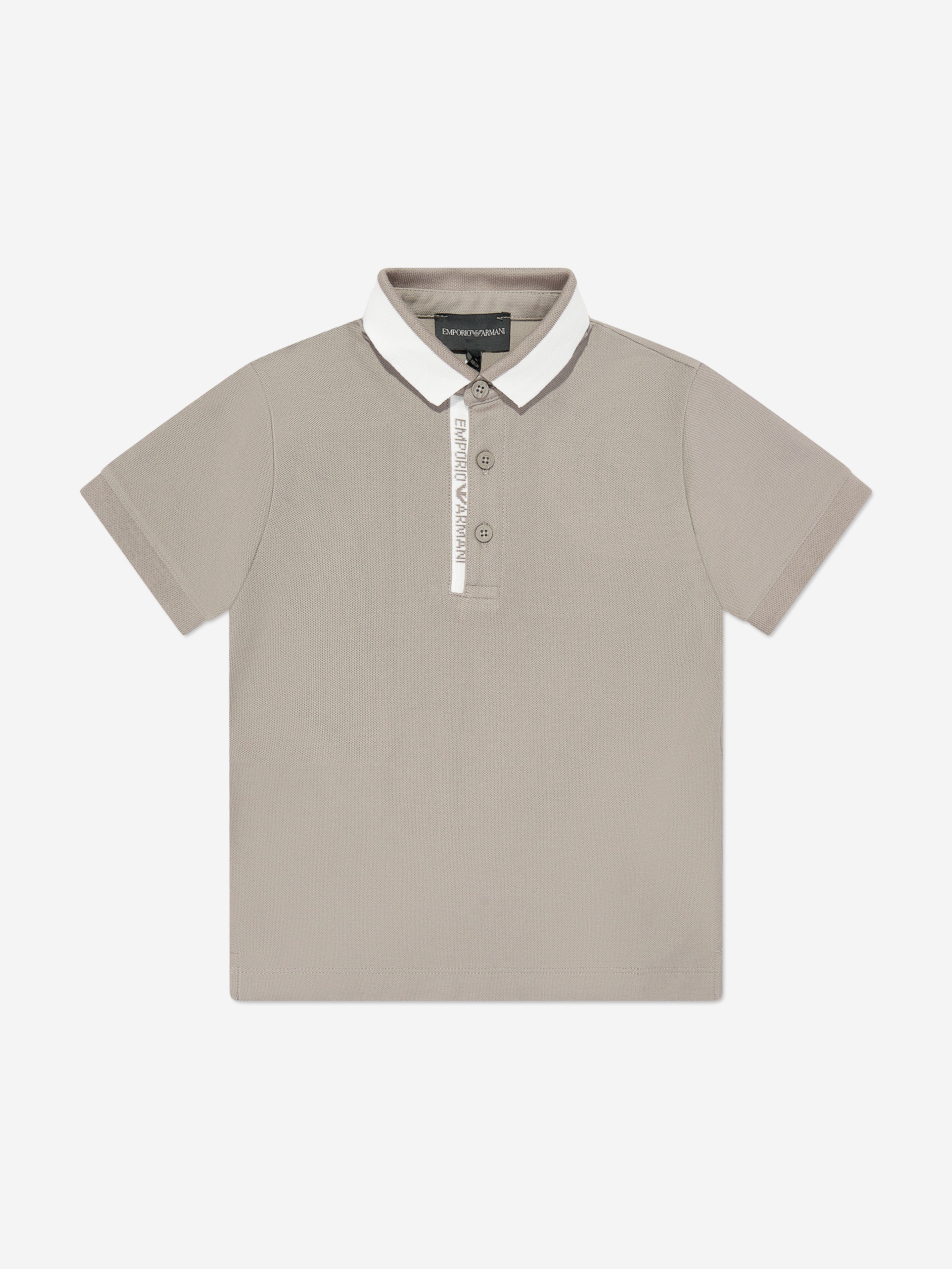 Emporio Armani Boys Logo Polo Shirt in Beige