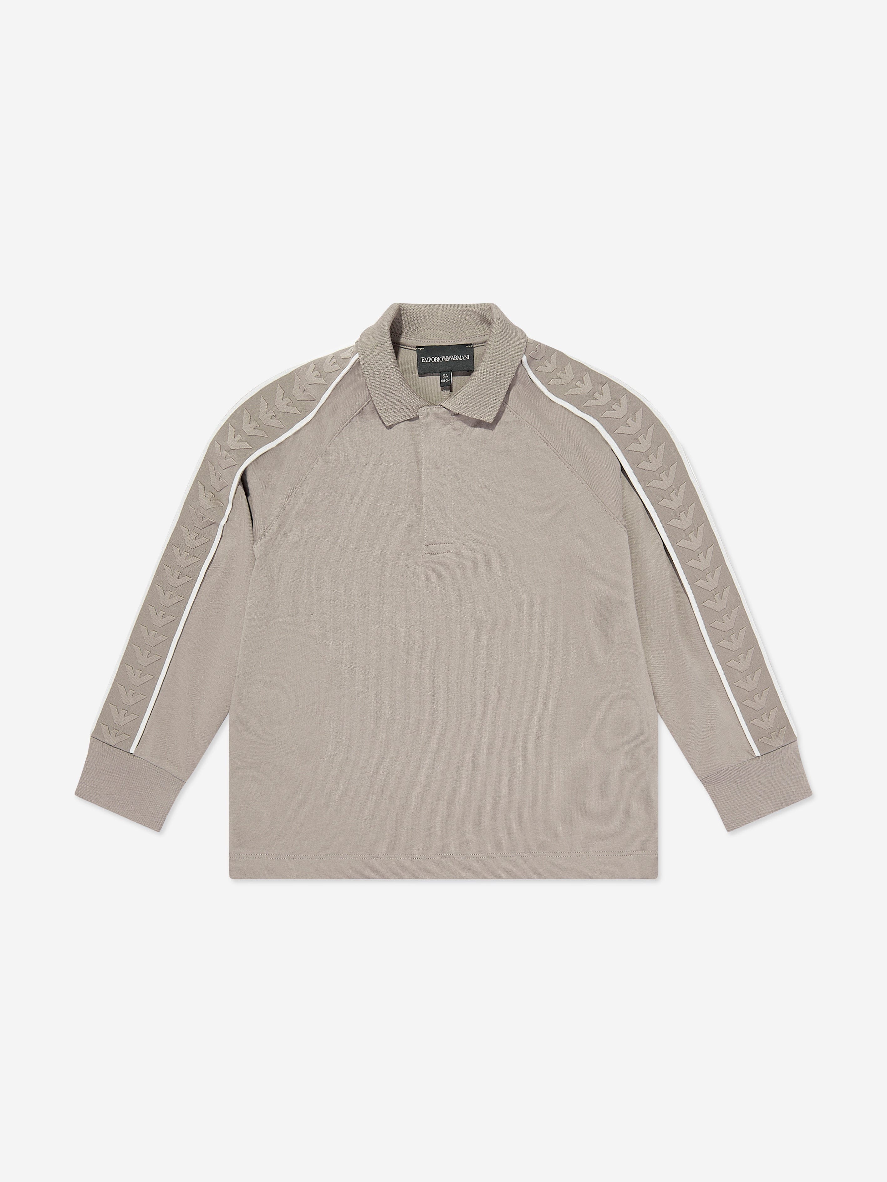 Emporio Armani Boys Long Sleeve Polo Shirt in Beige