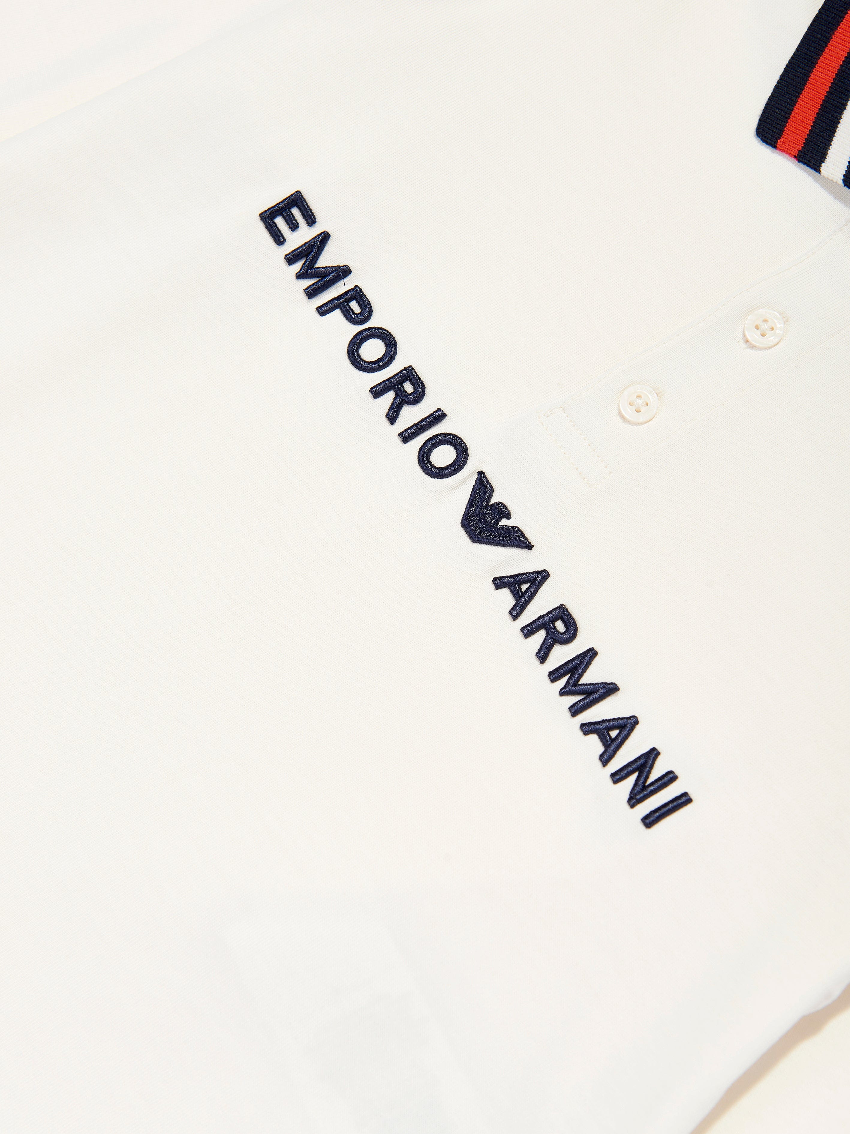 Emporio Armani Boys Long Sleeve Polo Shirt in Ivory