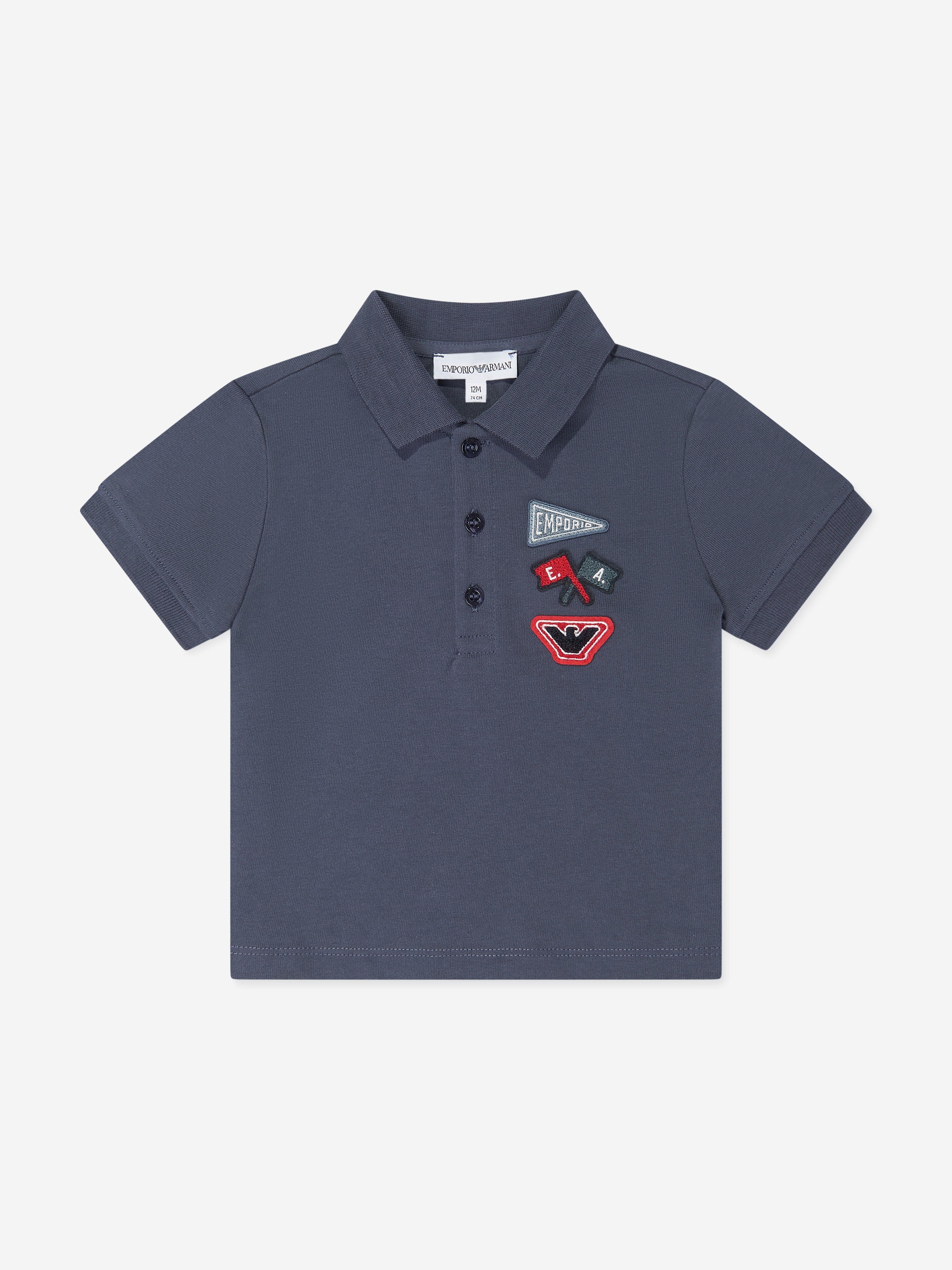 Emporio Armani Baby Boys Logo Polo Shirt in Blue