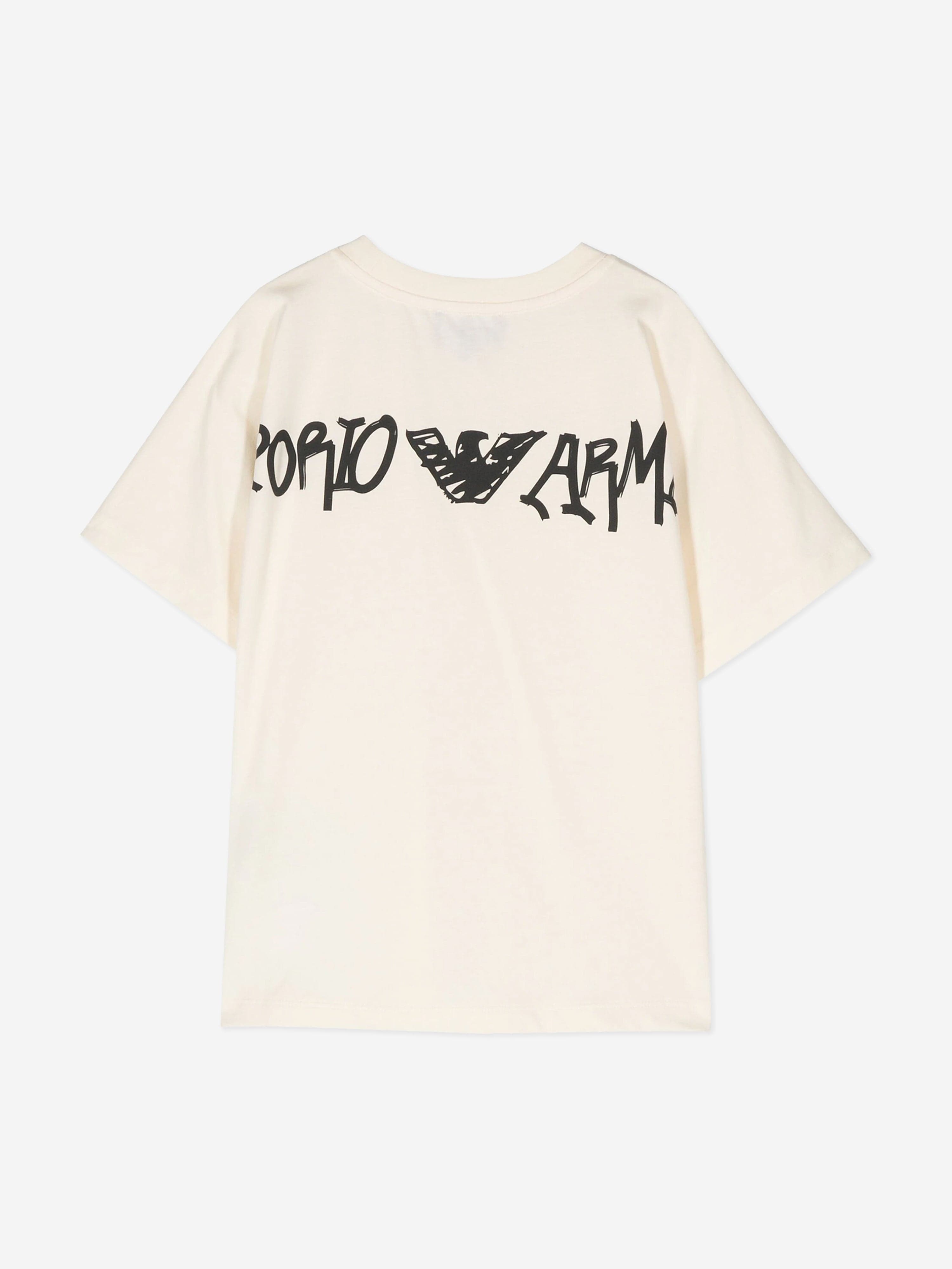 Emporio Armani Boys Logo T-Shirt in Ivory