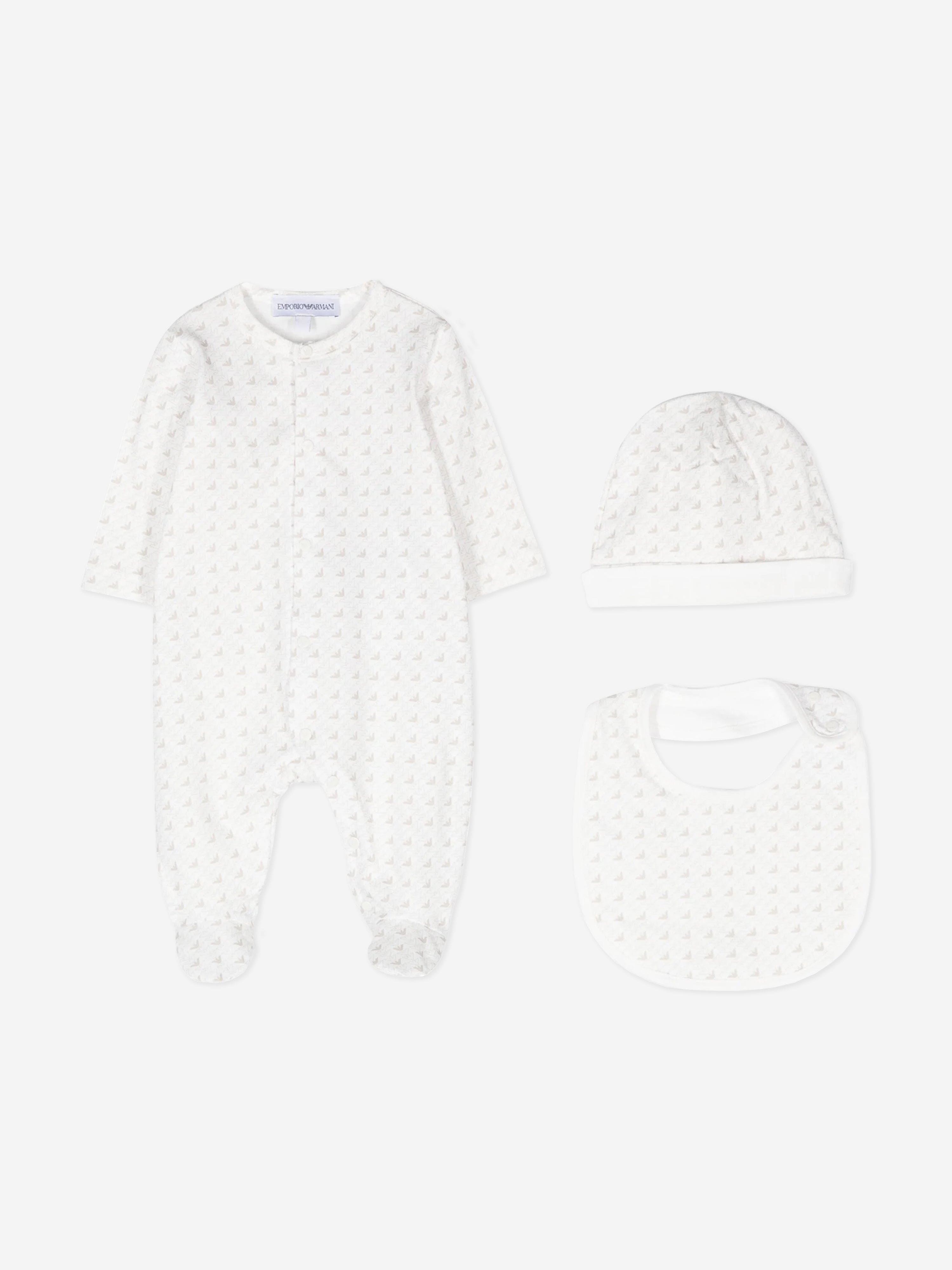 Emporio Armani Baby Logo Babygrow Gift Set in Beige