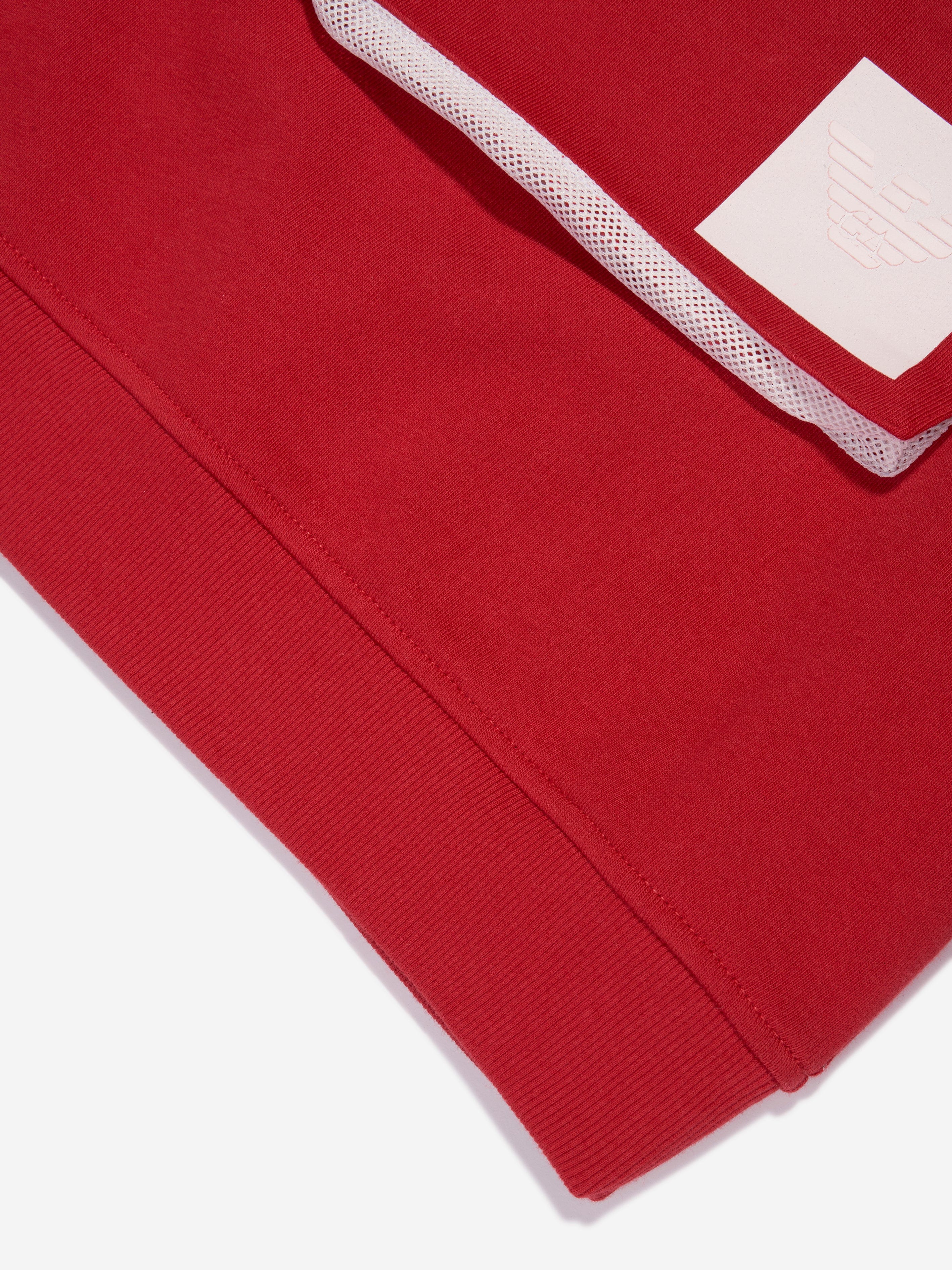 Emporio Armani Boys Front Pocket Hoodie In Red